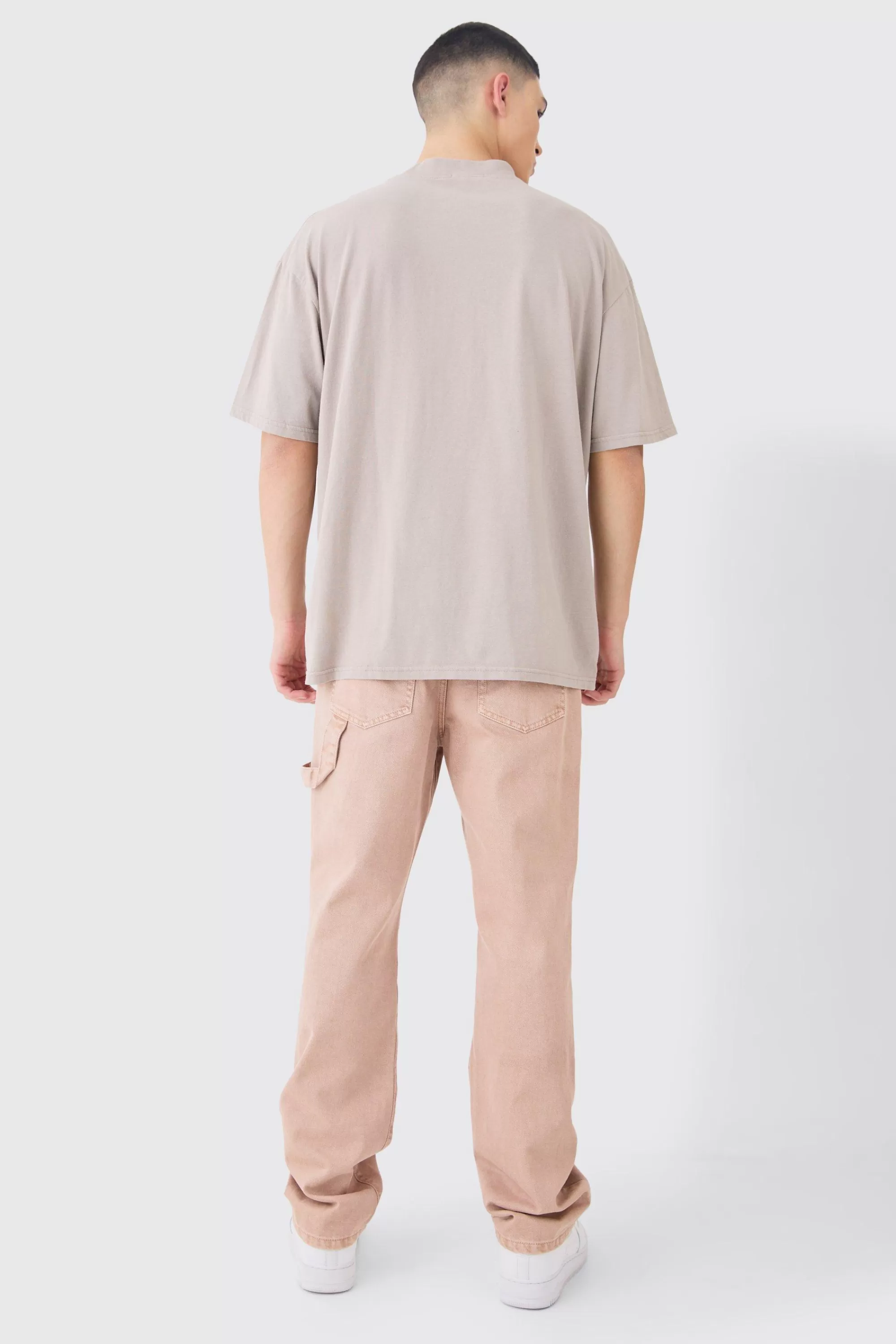 boohooMAN Oversized Washed T-shirt | UK taupe New