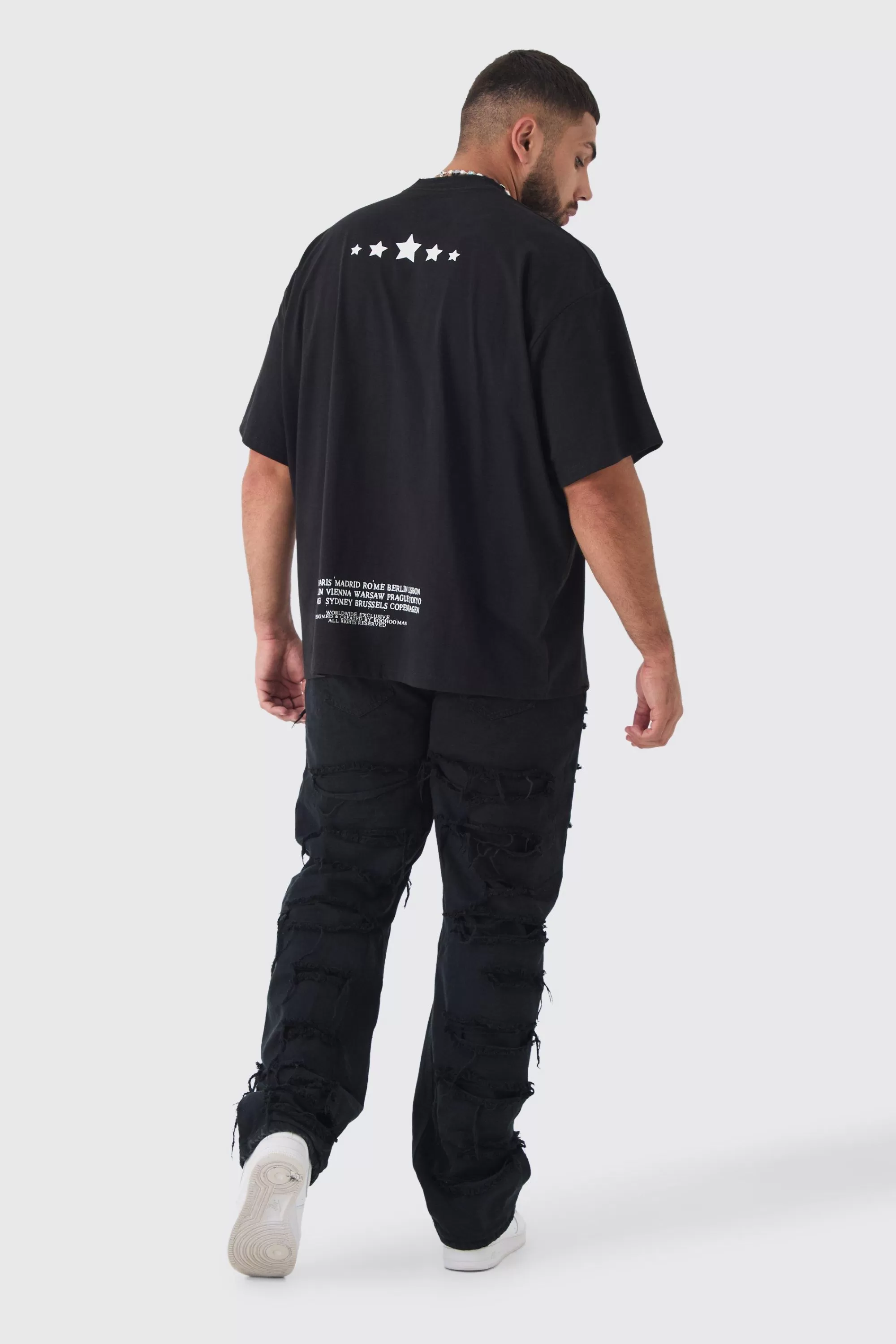 boohooMAN Plus Oversized Extended Neck Limited Edition T-shirt | UK black Cheap