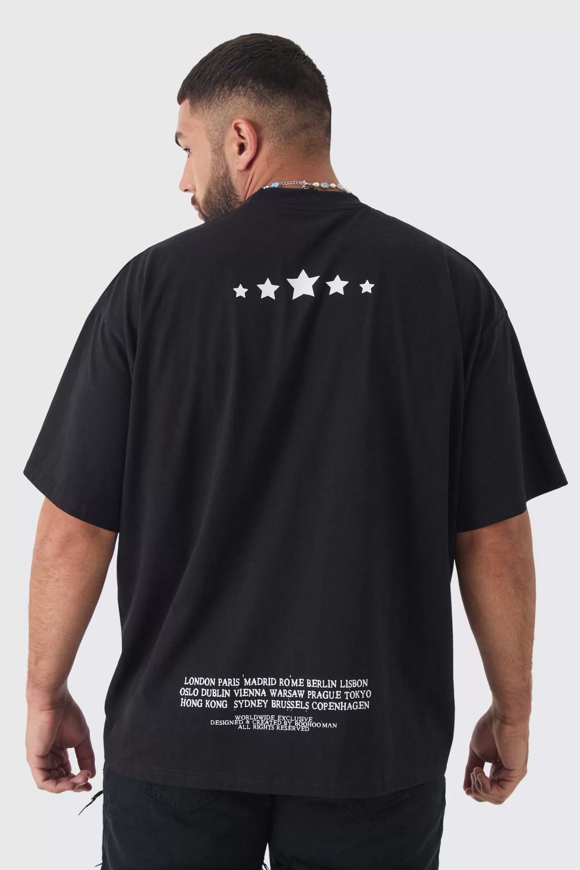boohooMAN Plus Oversized Extended Neck Limited Edition T-shirt | UK black Cheap