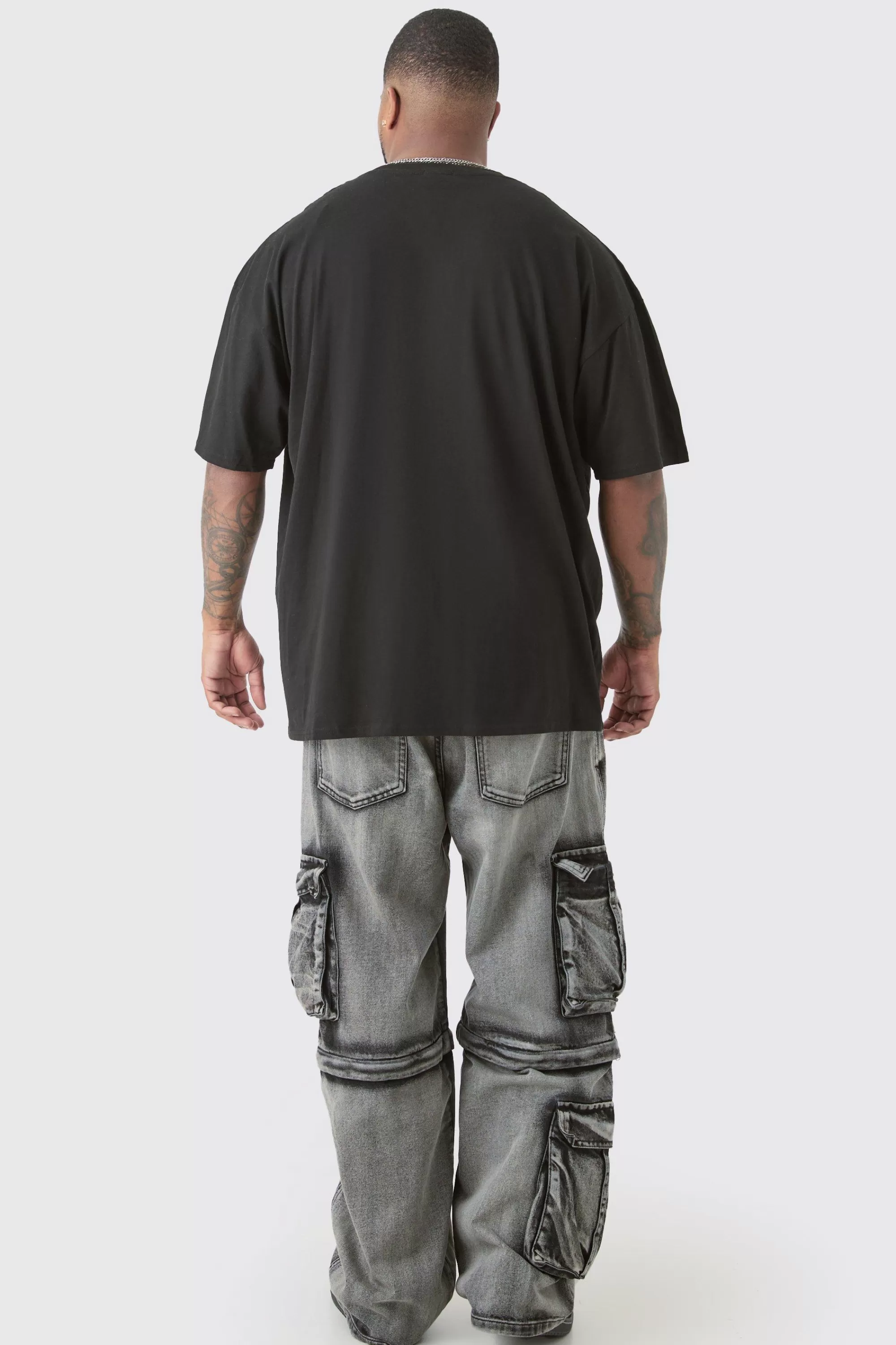 boohooMAN Plus Oversized Floral Graphic T-shirt | UK black Sale