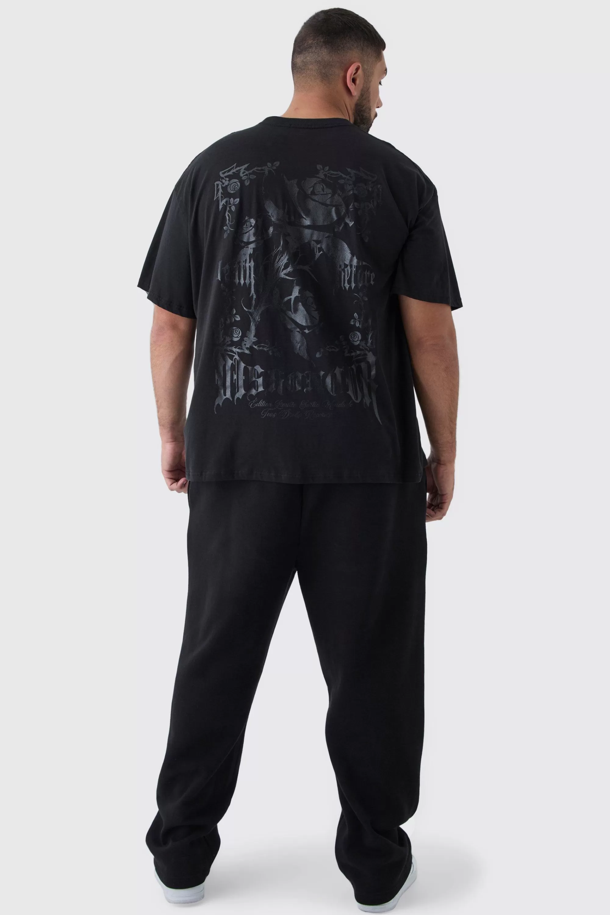 boohooMAN Plus Oversized Floral Rennaisance Print T-Shirt | UK black Best Sale