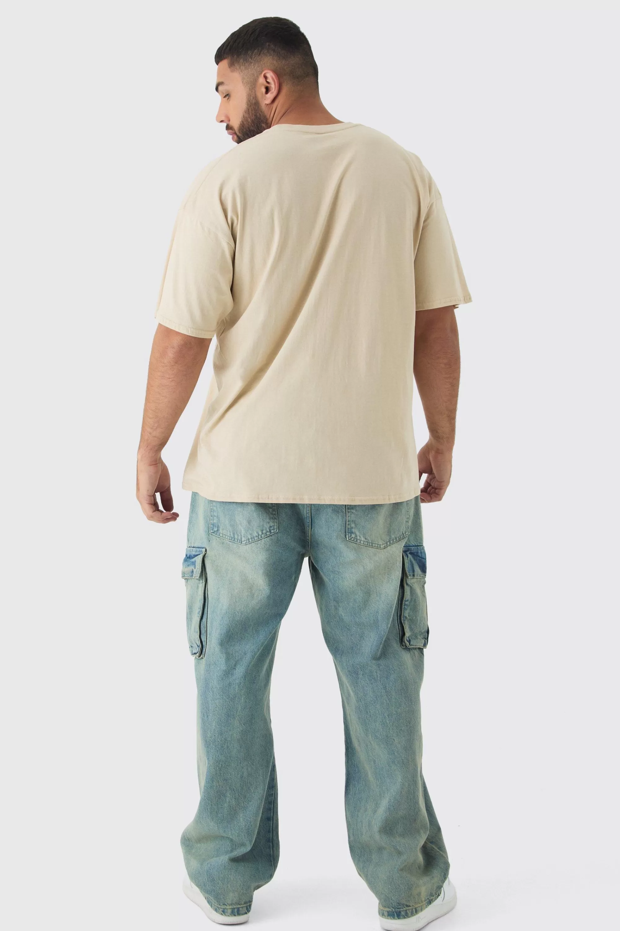 boohooMAN Plus Oversized G Mane License Print T-Shirt | UK stone New