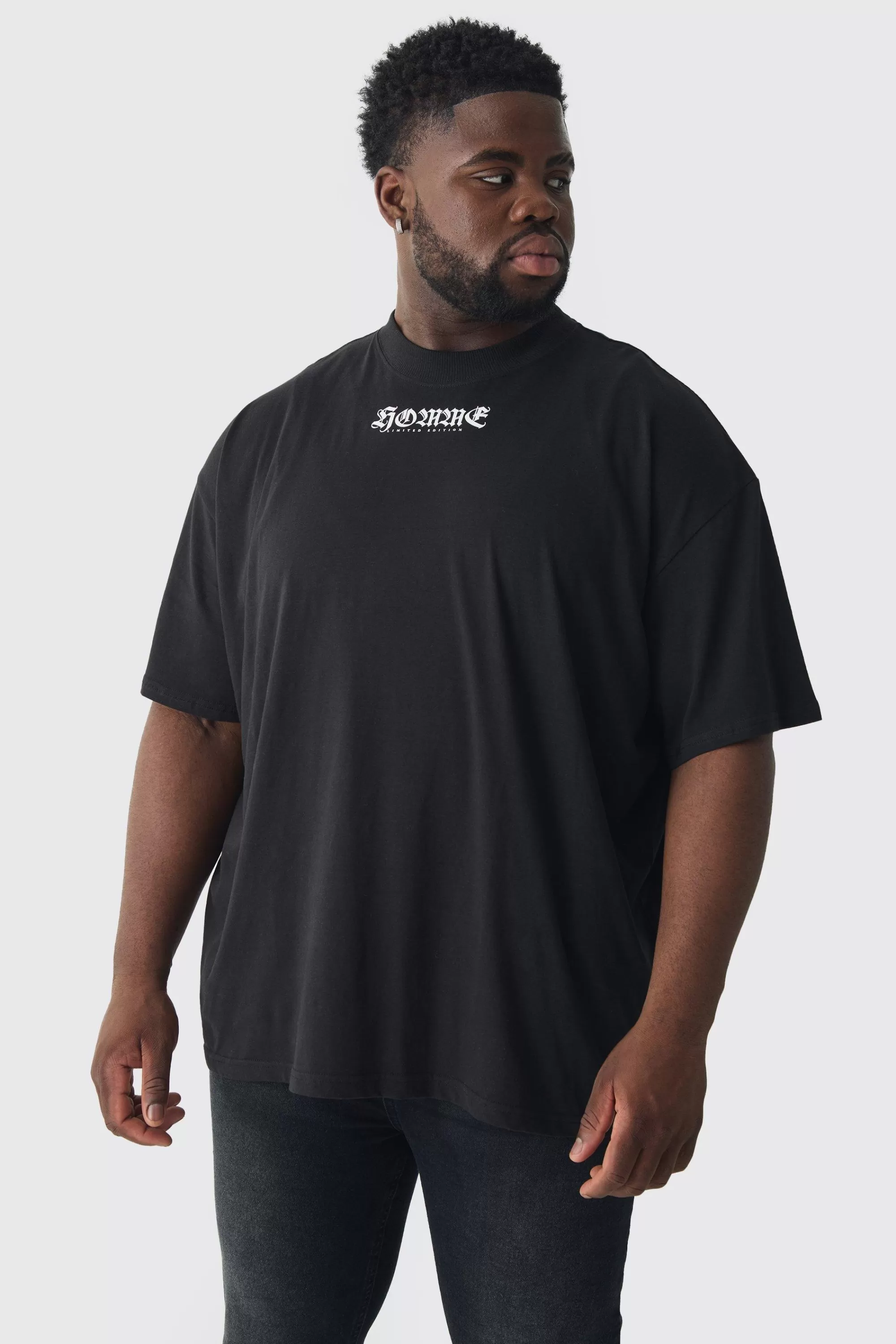 boohooMAN Plus Oversized Homme Graphic T-shirt | UK black Sale