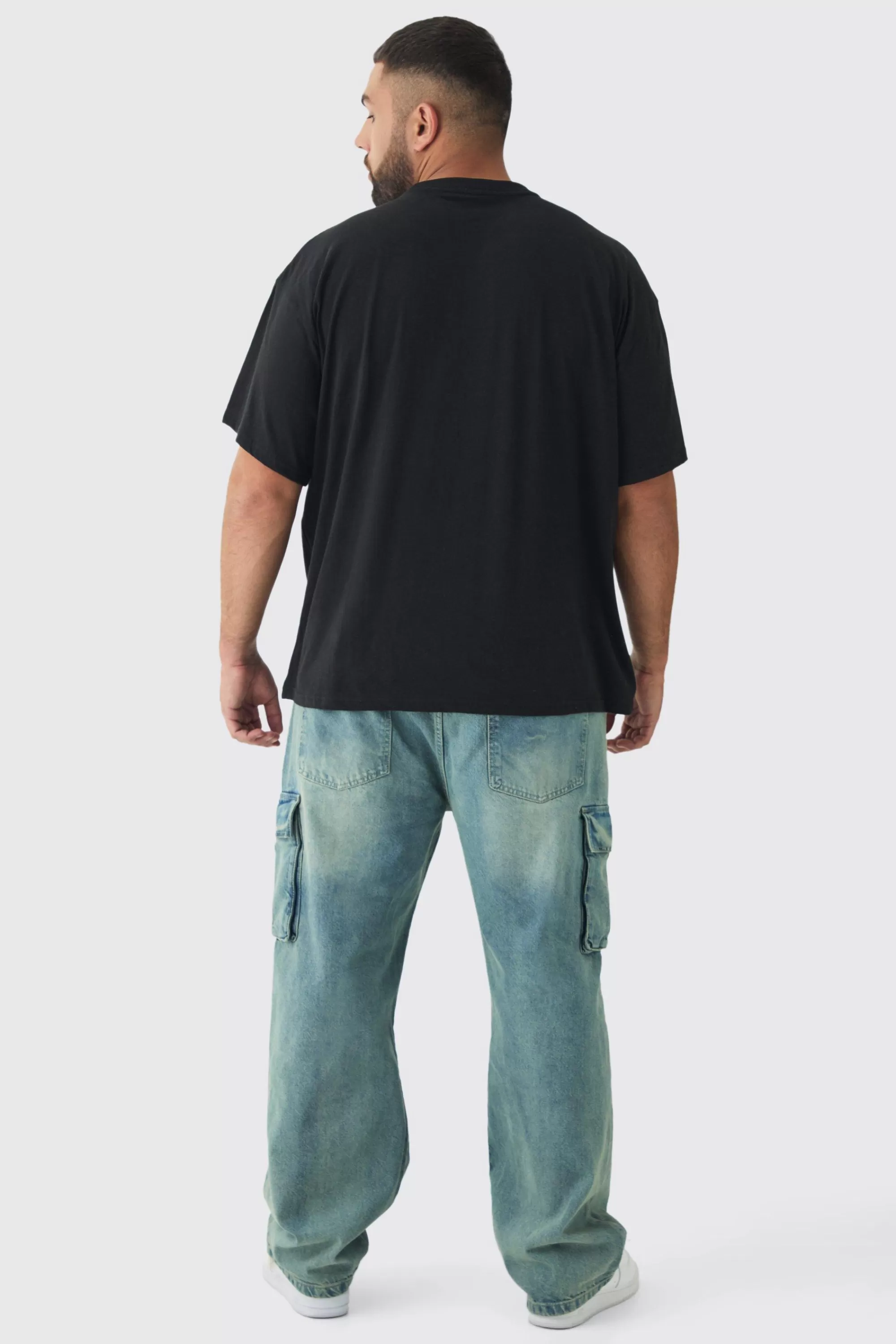 boohooMAN Plus Oversized Iron Maiden Large Scale License Print T-Shirt | UK black Store