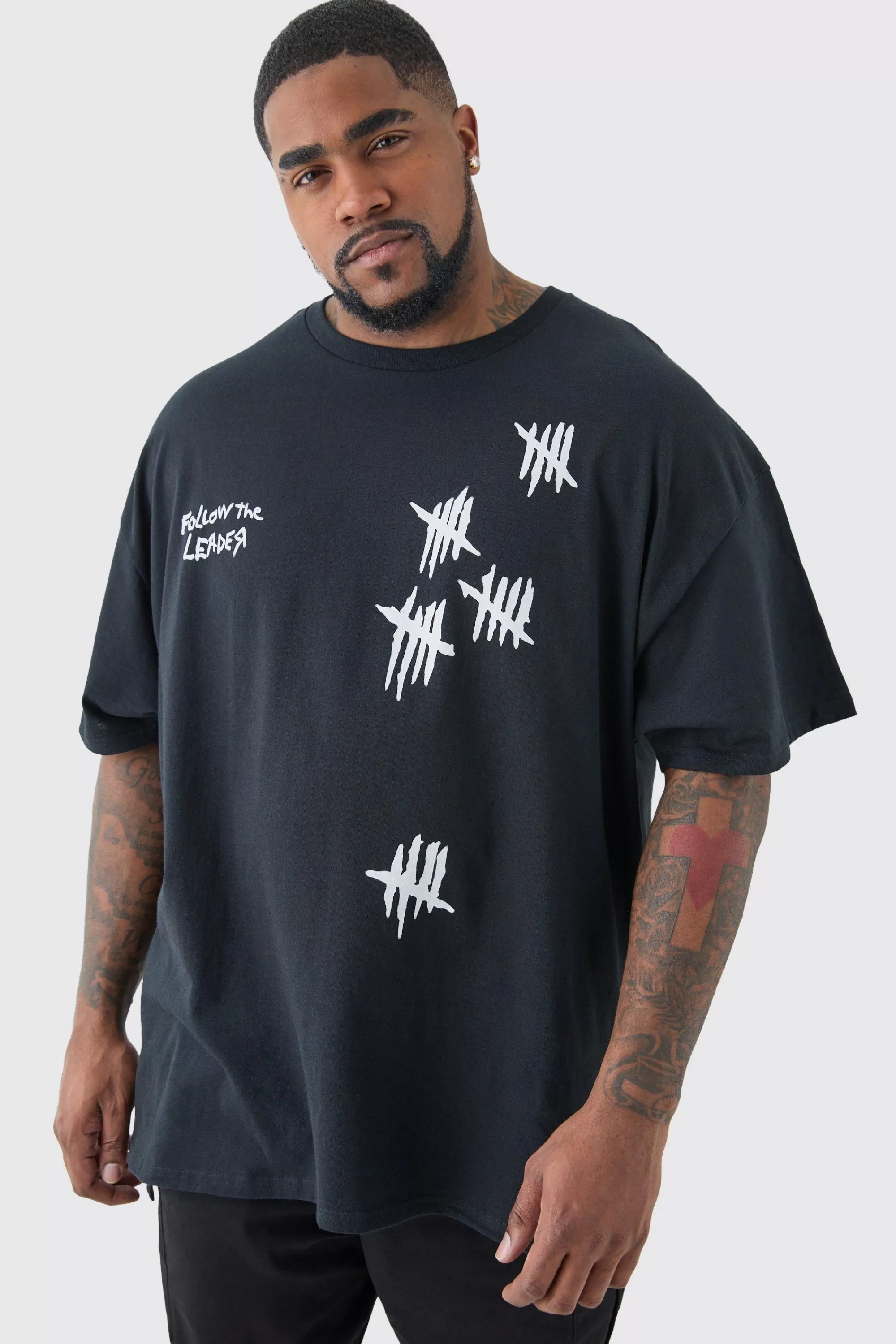 boohooMAN Plus Oversized Korn License T-shirt In | UK black Flash Sale