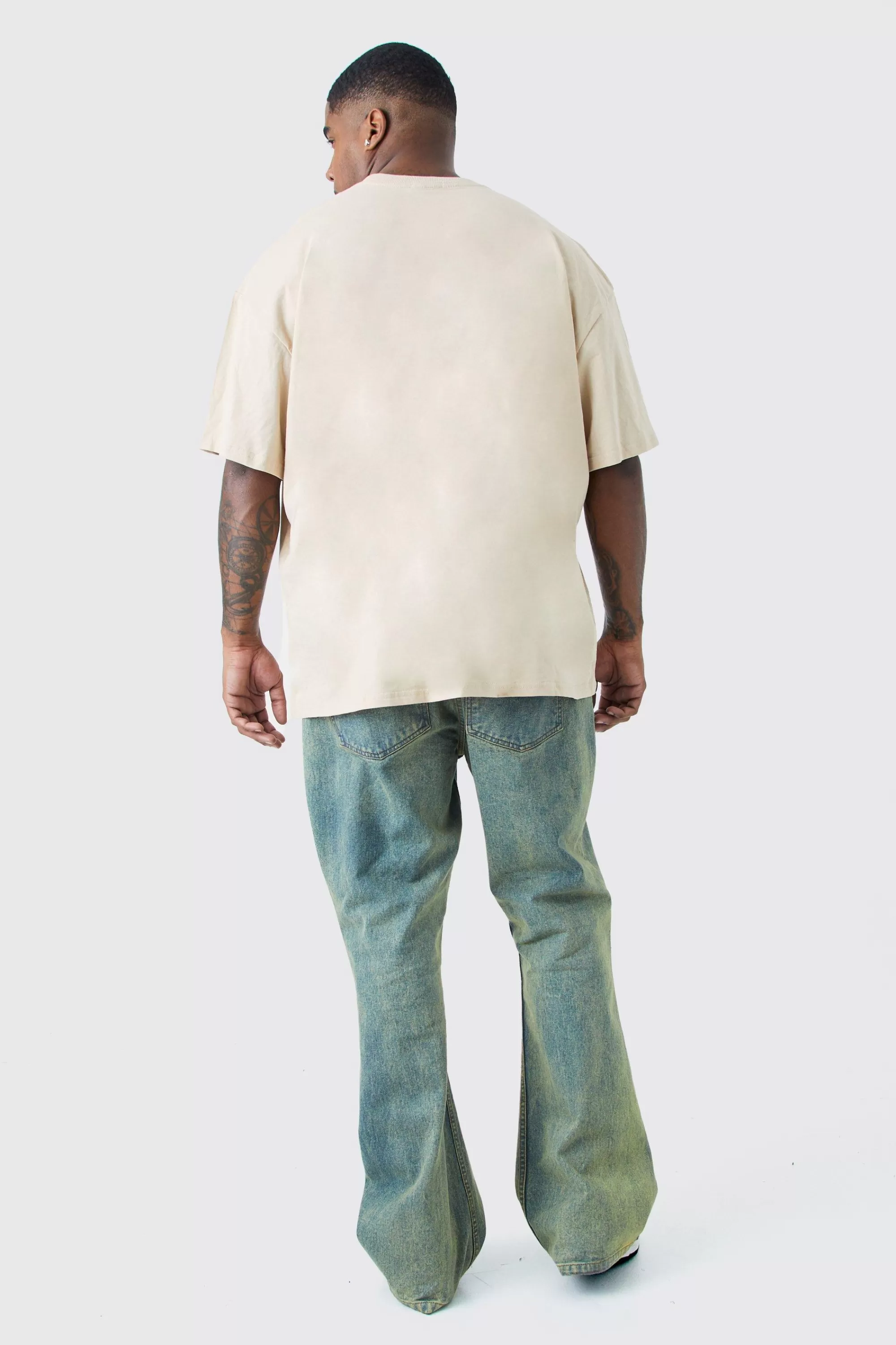 boohooMAN Plus Oversized Monaco Limited Edition T-shirt | UK sand Cheap