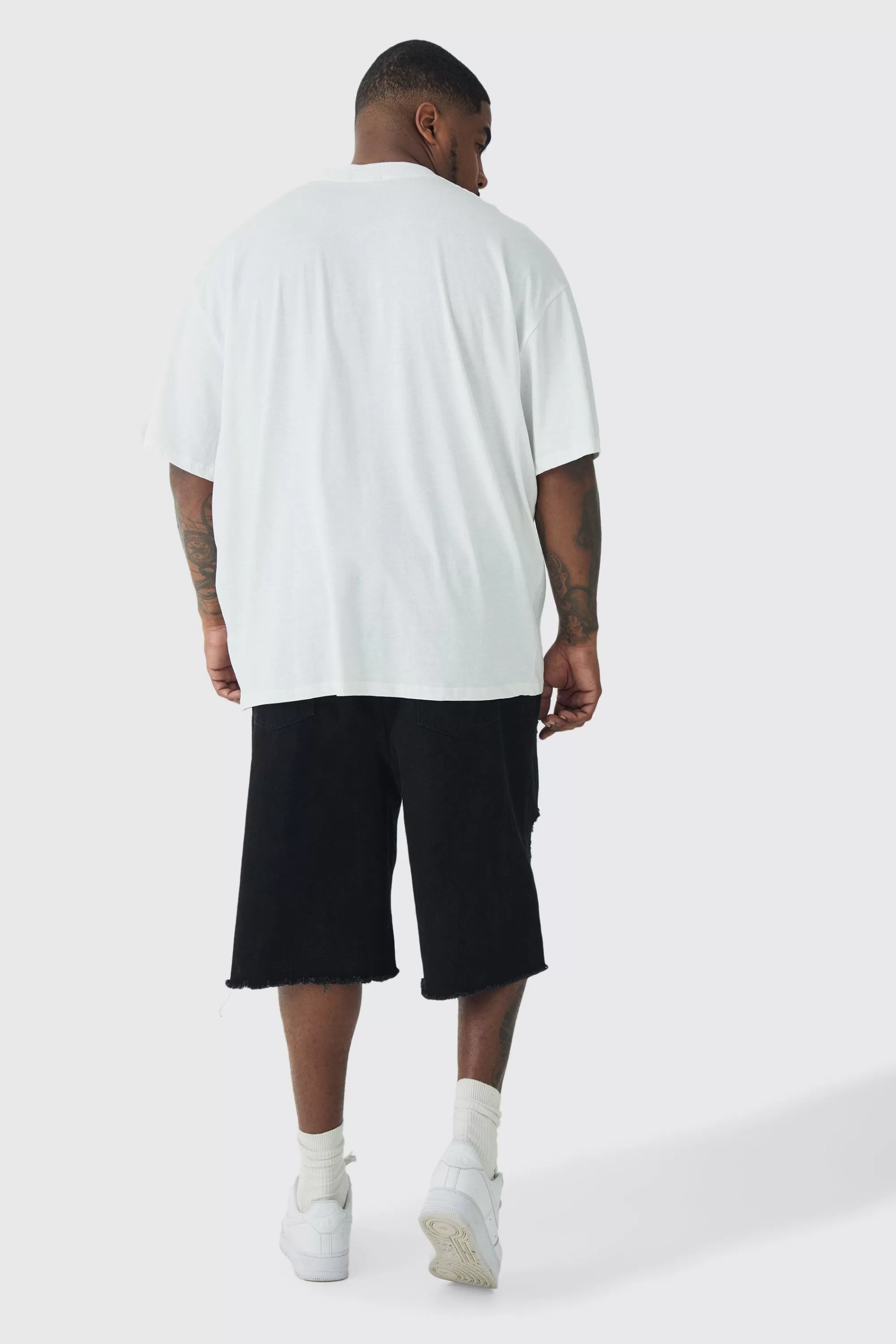 boohooMAN Plus Oversized New York Varsity Print T-shirt | UK white Outlet