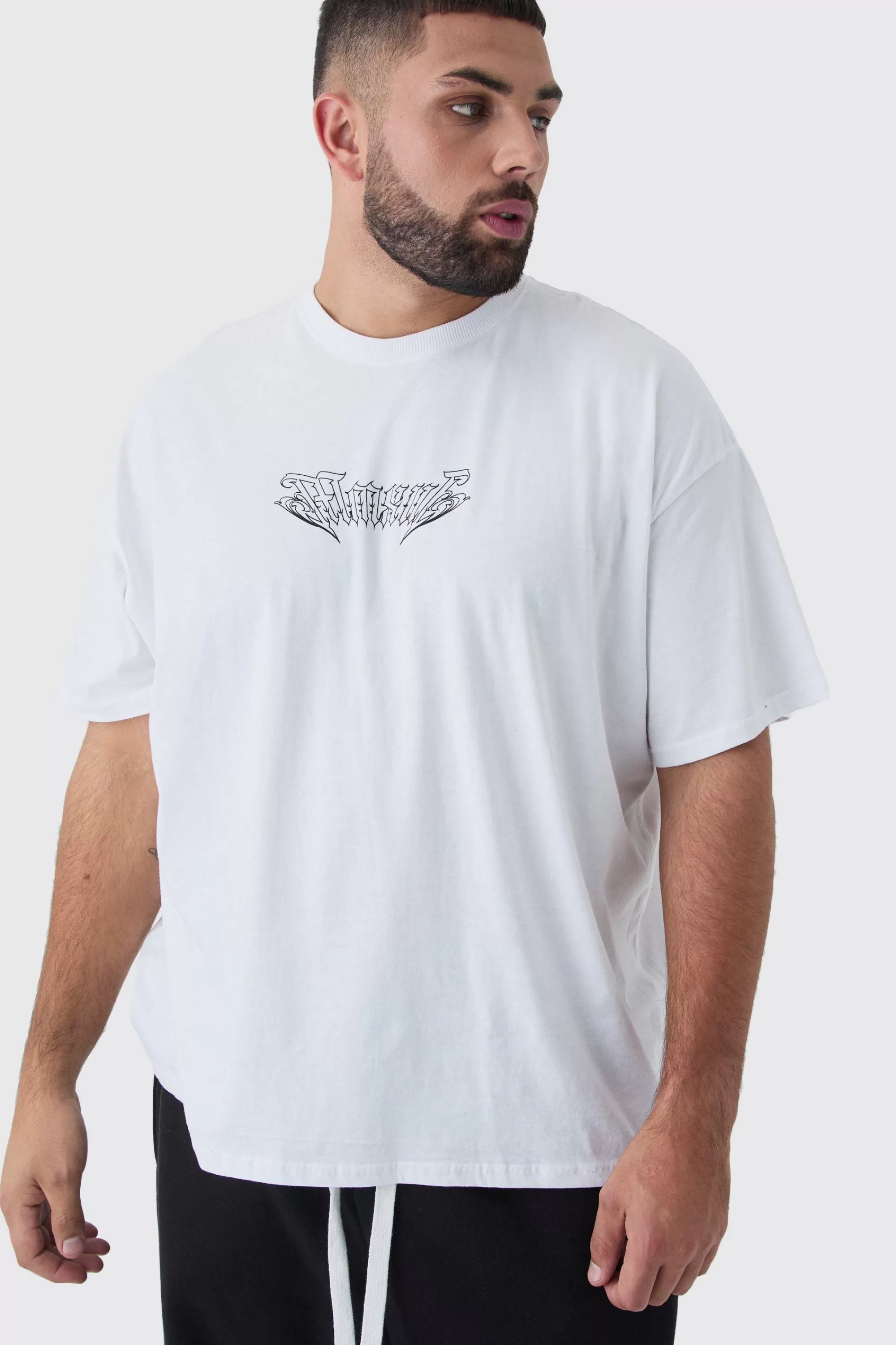 boohooMAN Plus Oversized Rennaisance Print T-Shirt | UK white Outlet