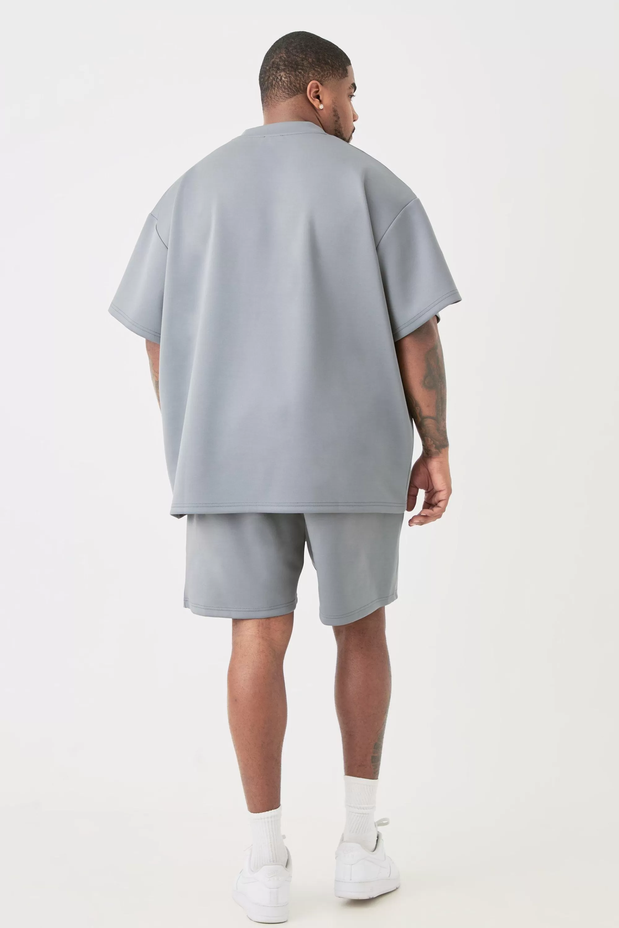 boohooMAN Plus Oversized Scuba T-shirt | UK charcoal Sale