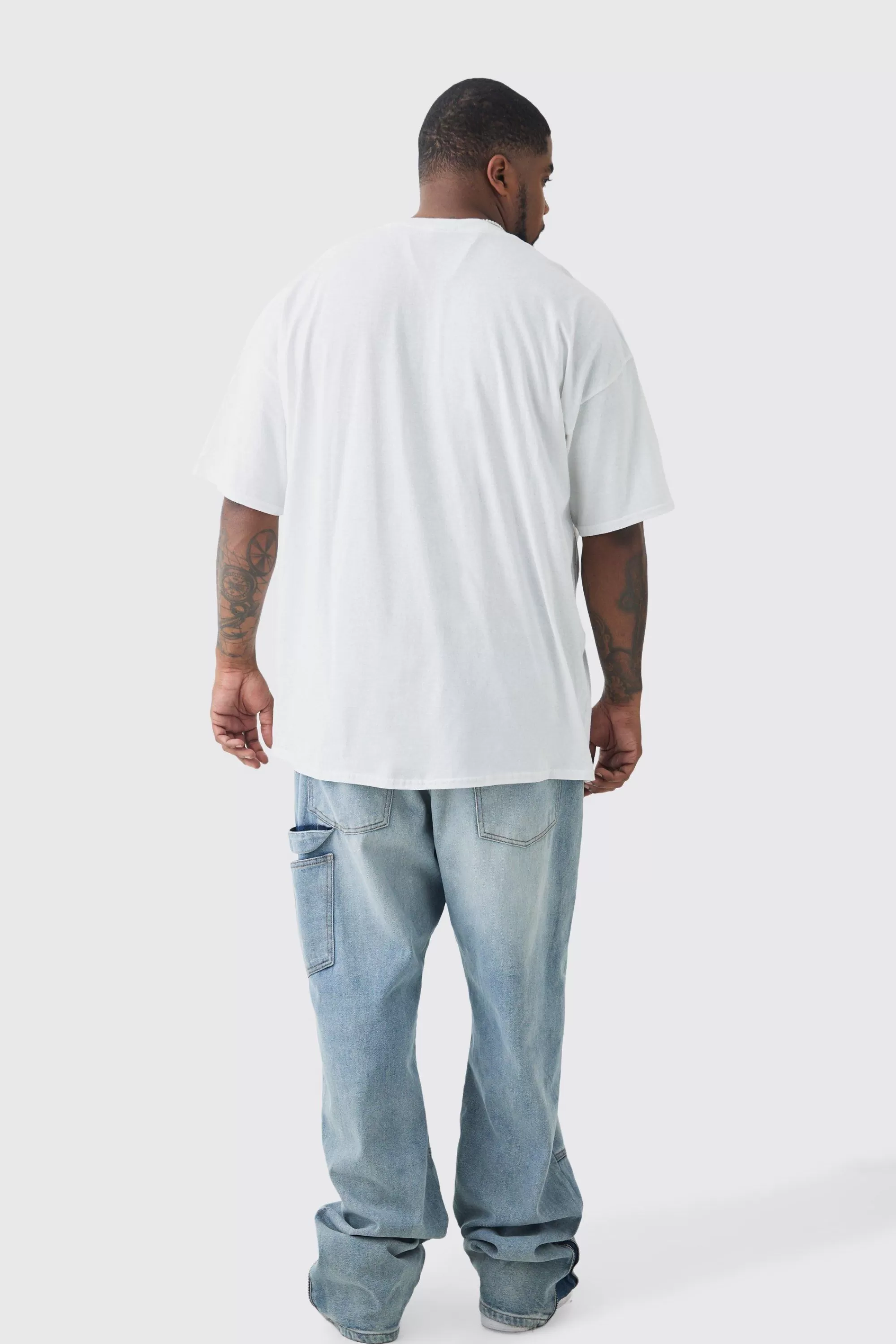 boohooMAN Plus Oversized Skull Over Seams Graphic T-shirt | UK white Hot