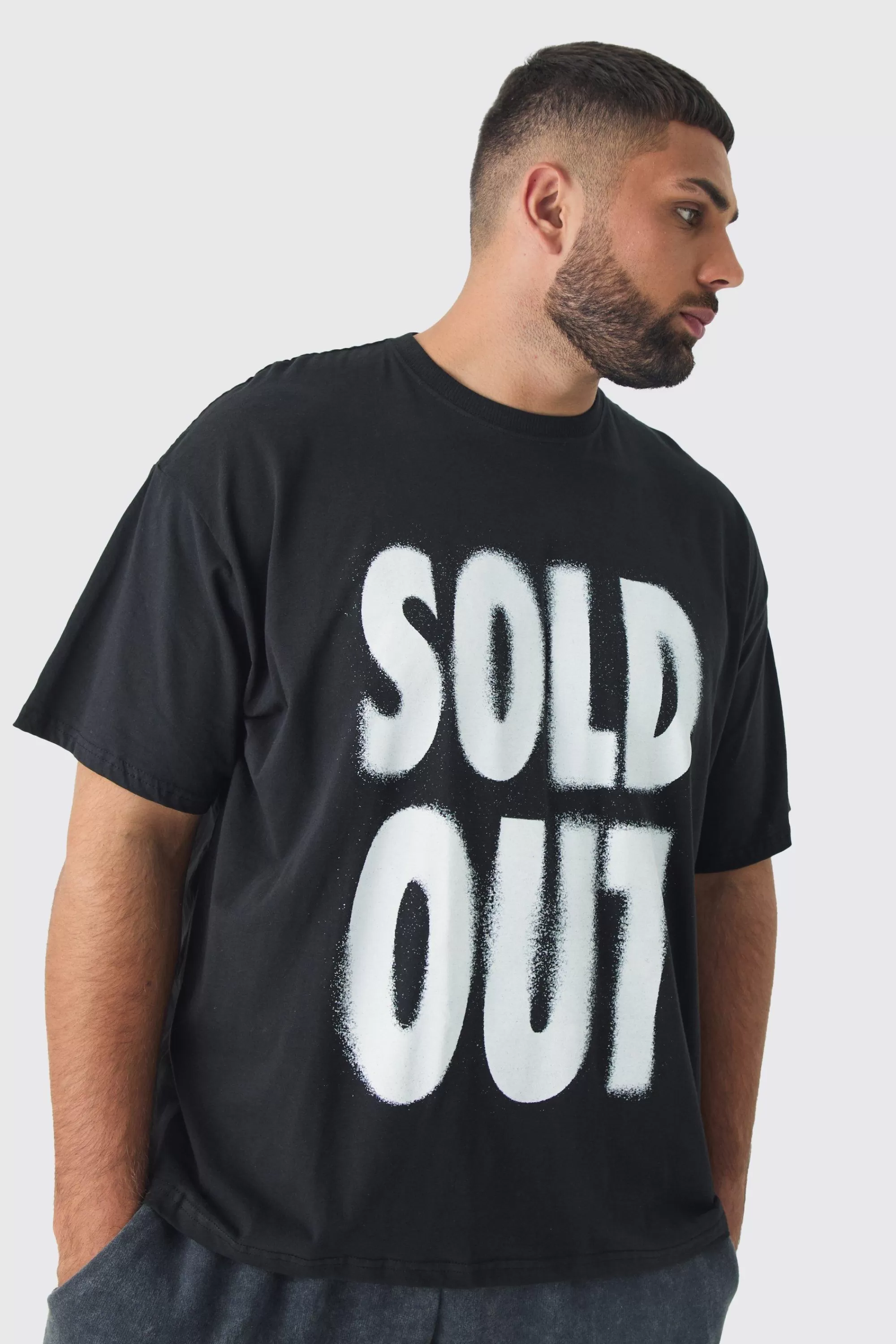 boohooMAN Plus Oversized Sold Out Print T-shirt | UK black Hot