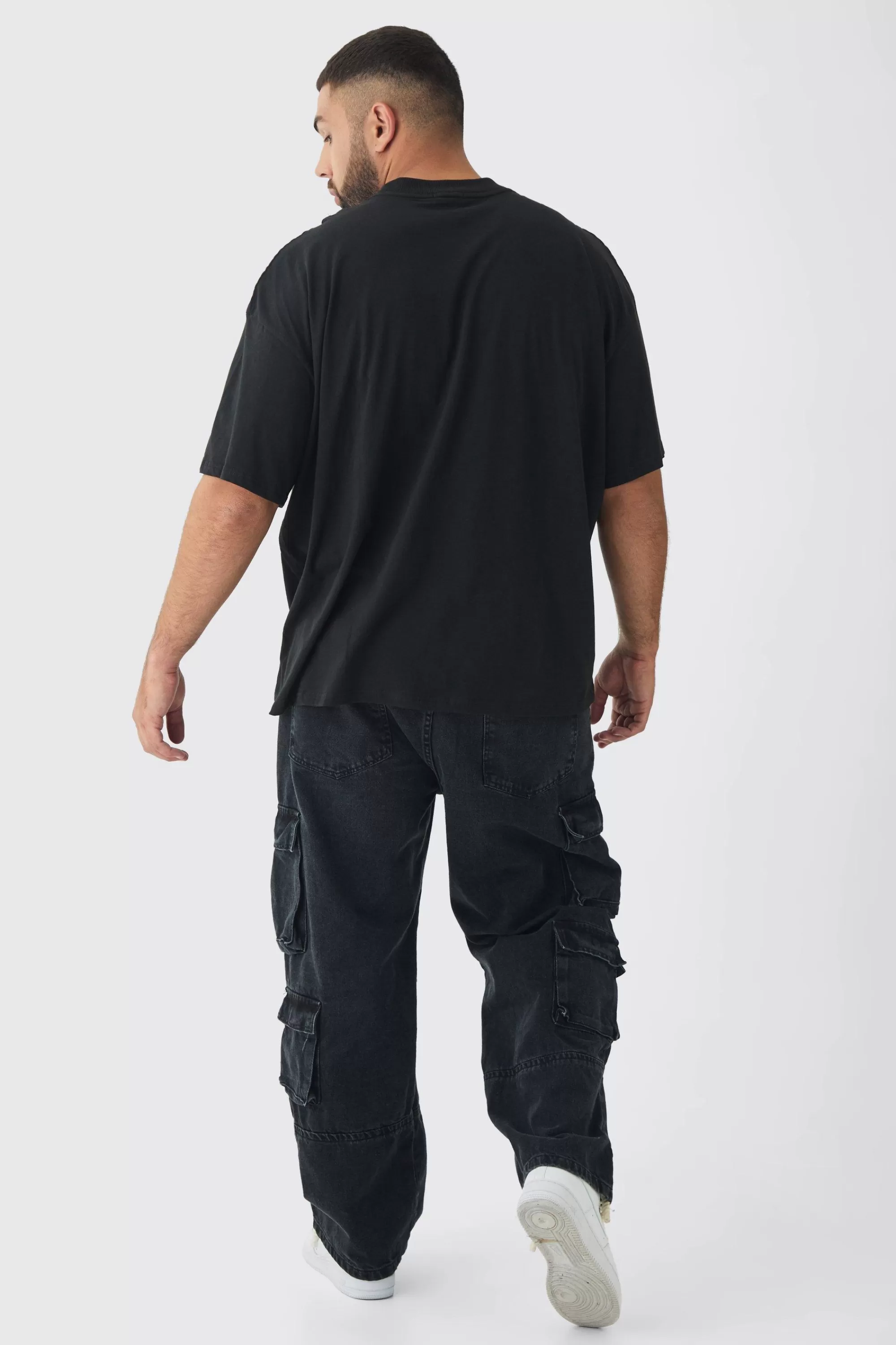 boohooMAN Plus Oversized Worldwide Balaclava Print T-Shirt | UK black Sale