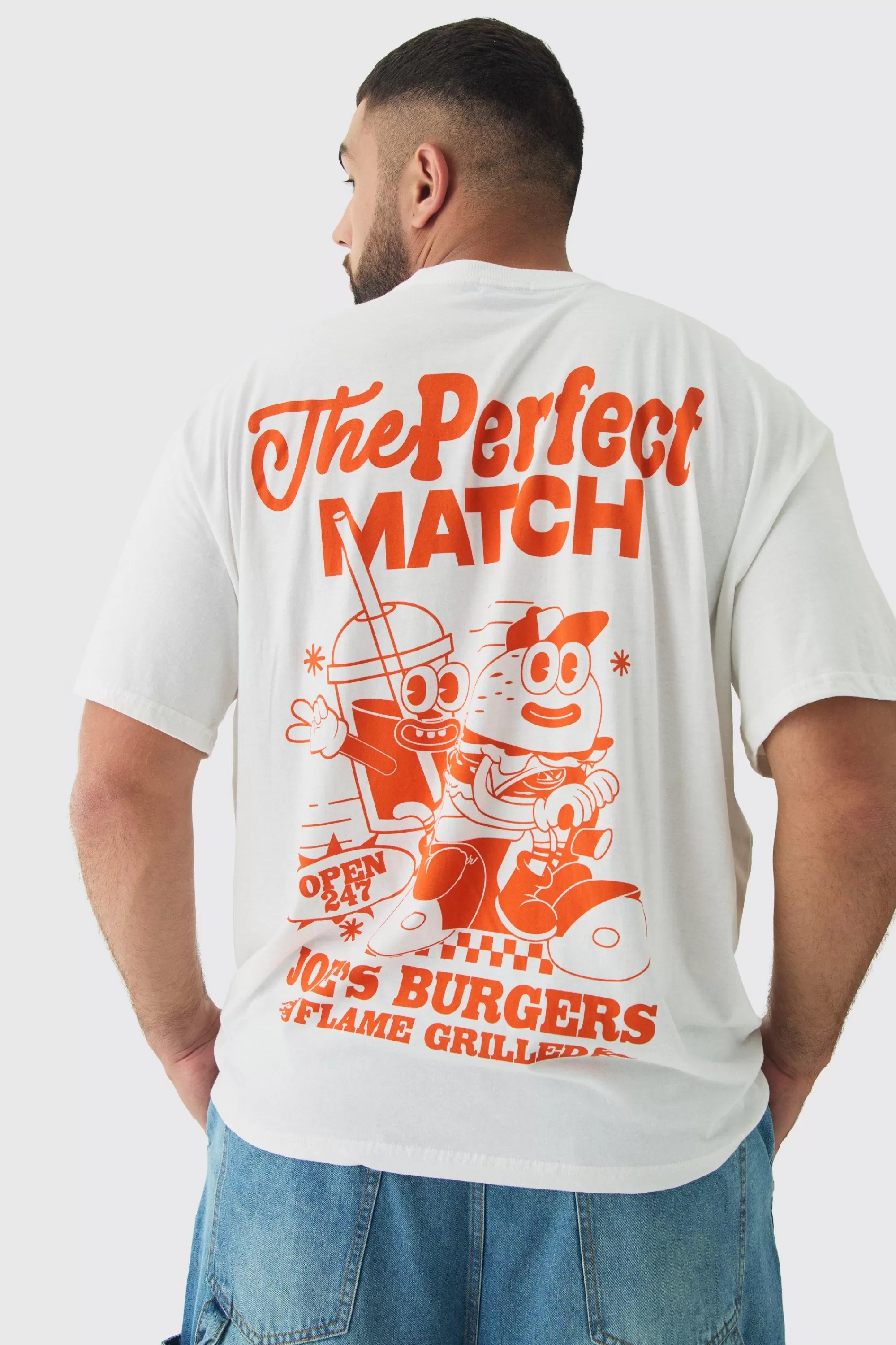 boohooMAN Plus Perfect Match Graphic T-Shirt | UK white Cheap