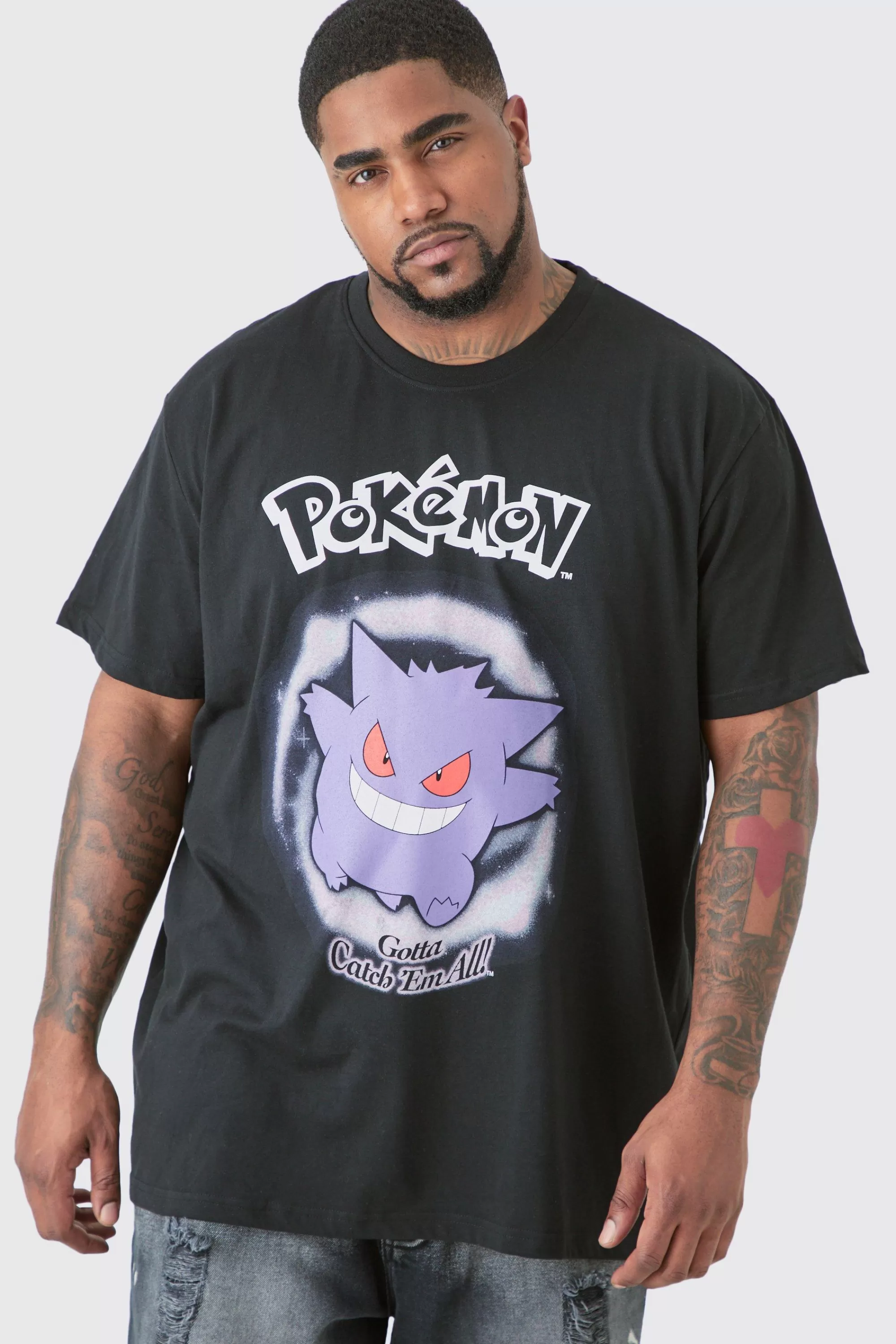 boohooMAN Plus Pokemon Gengar Printed Licensed T-shirt In | UK black Best Sale