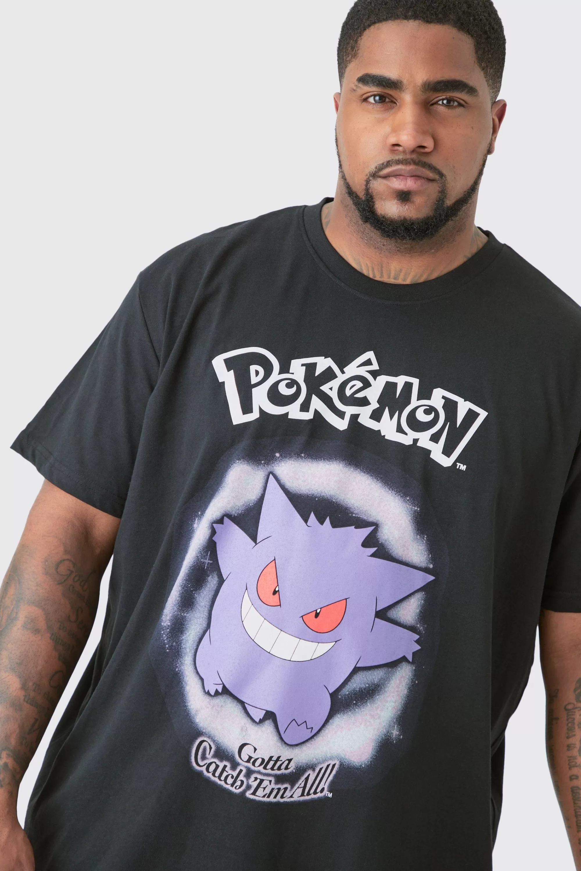 boohooMAN Plus Pokemon Gengar Printed Licensed T-shirt In | UK black Best Sale