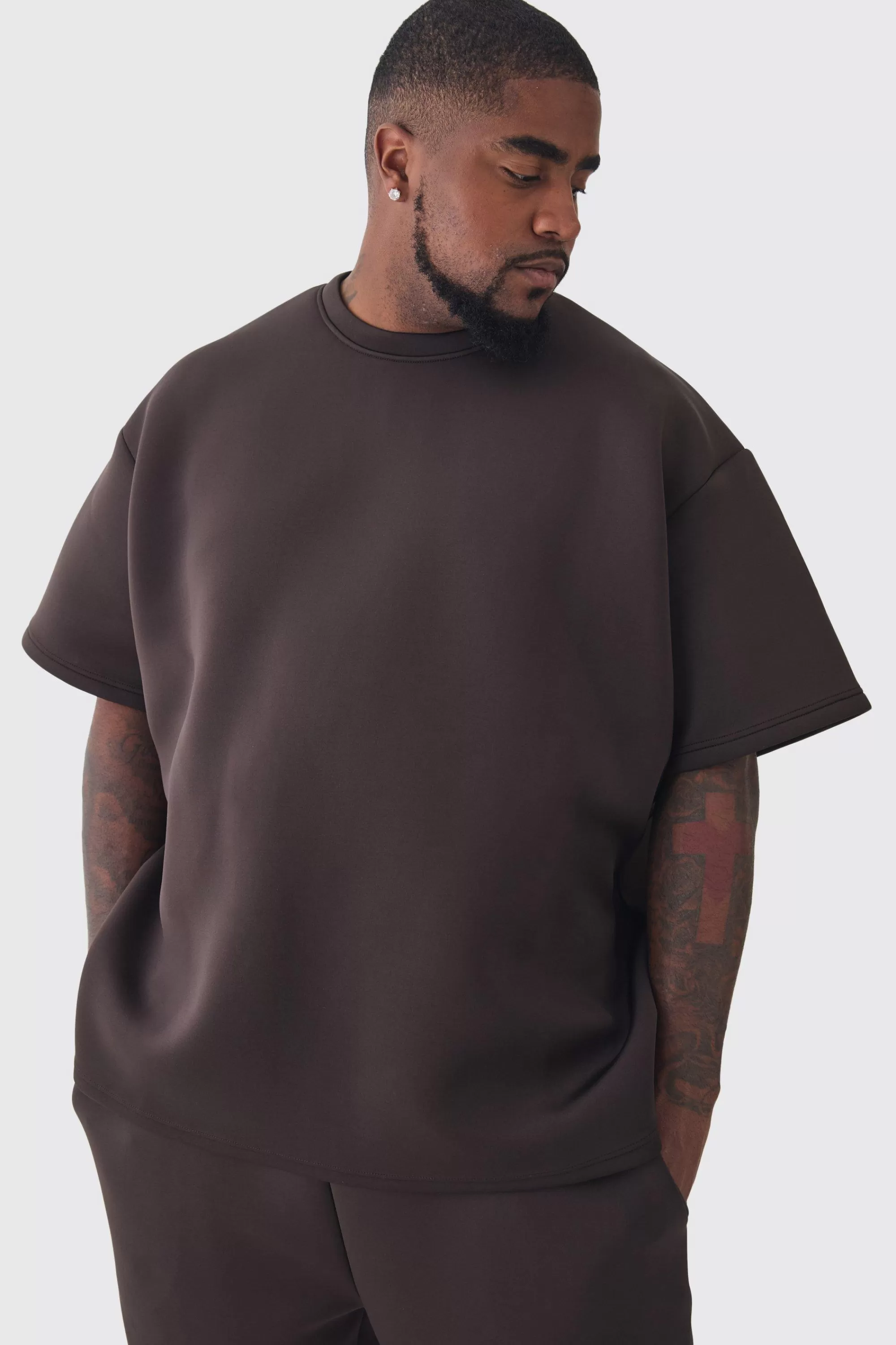 boohooMAN Plus Scuba Oversized T-shirt | UK chocolate Sale