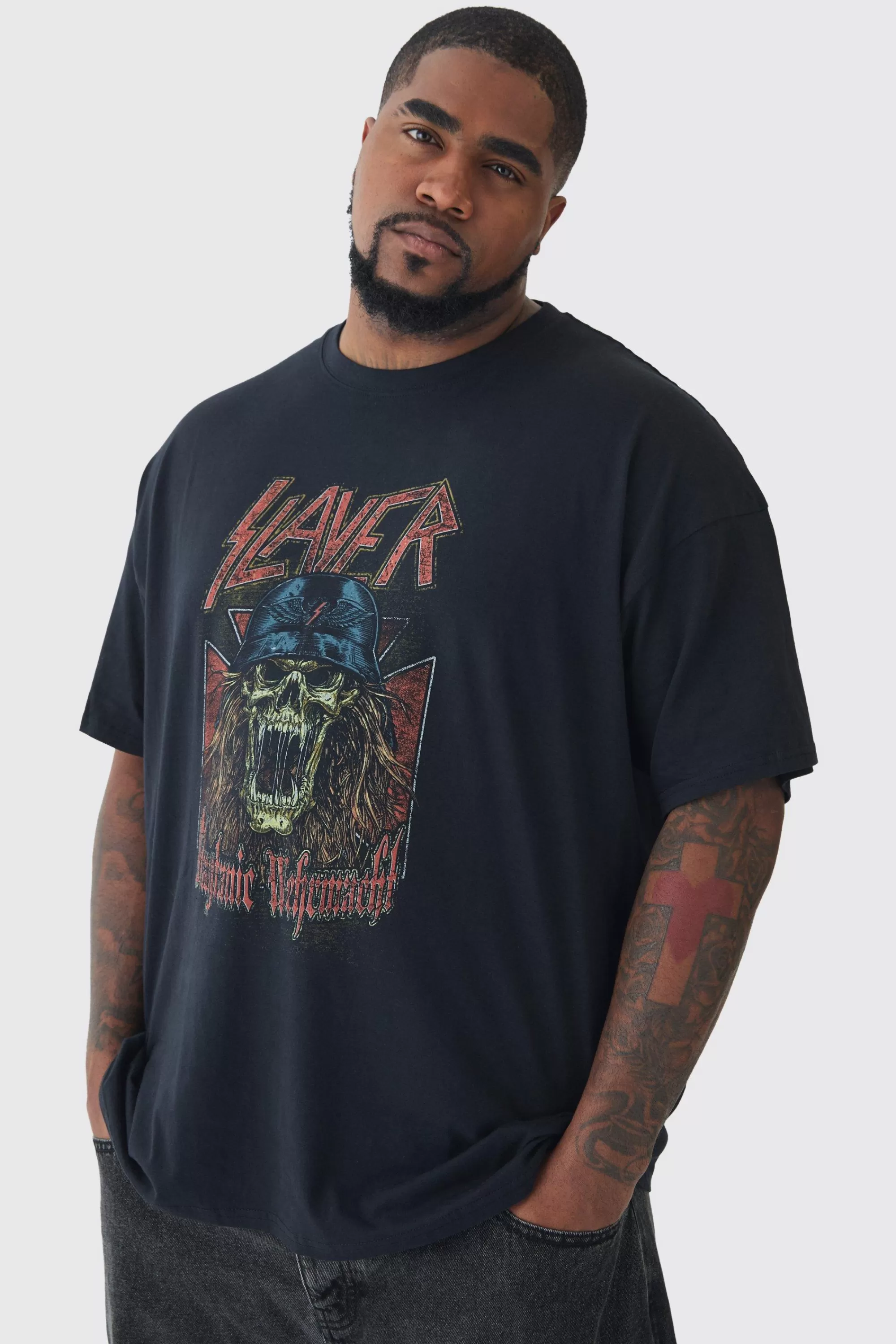 boohooMAN Plus Slayer License T-shirt | UK black Outlet