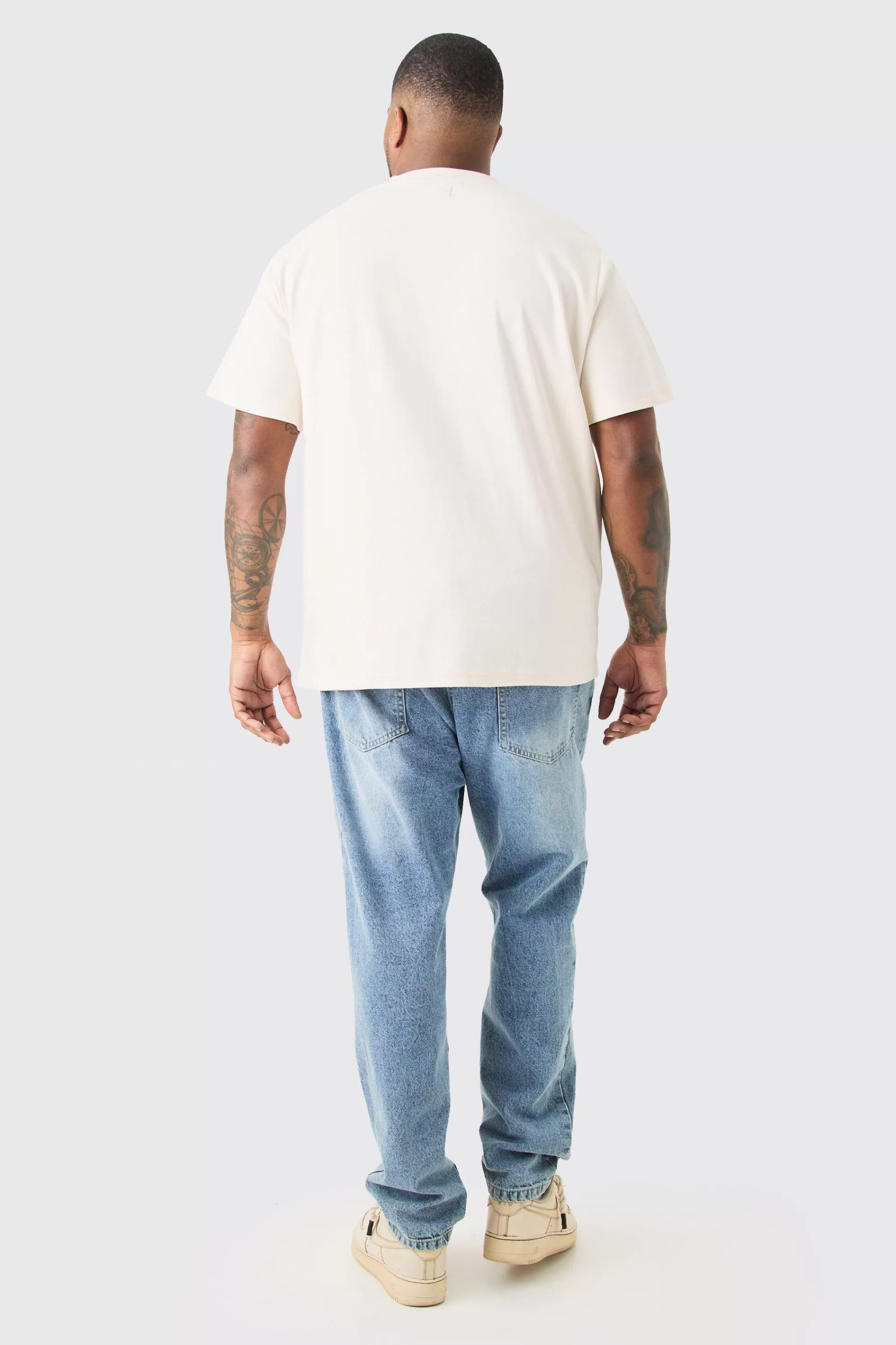 boohooMAN Plus Slim Fit Heavyweight Foam Print T-shirt | UK white Cheap