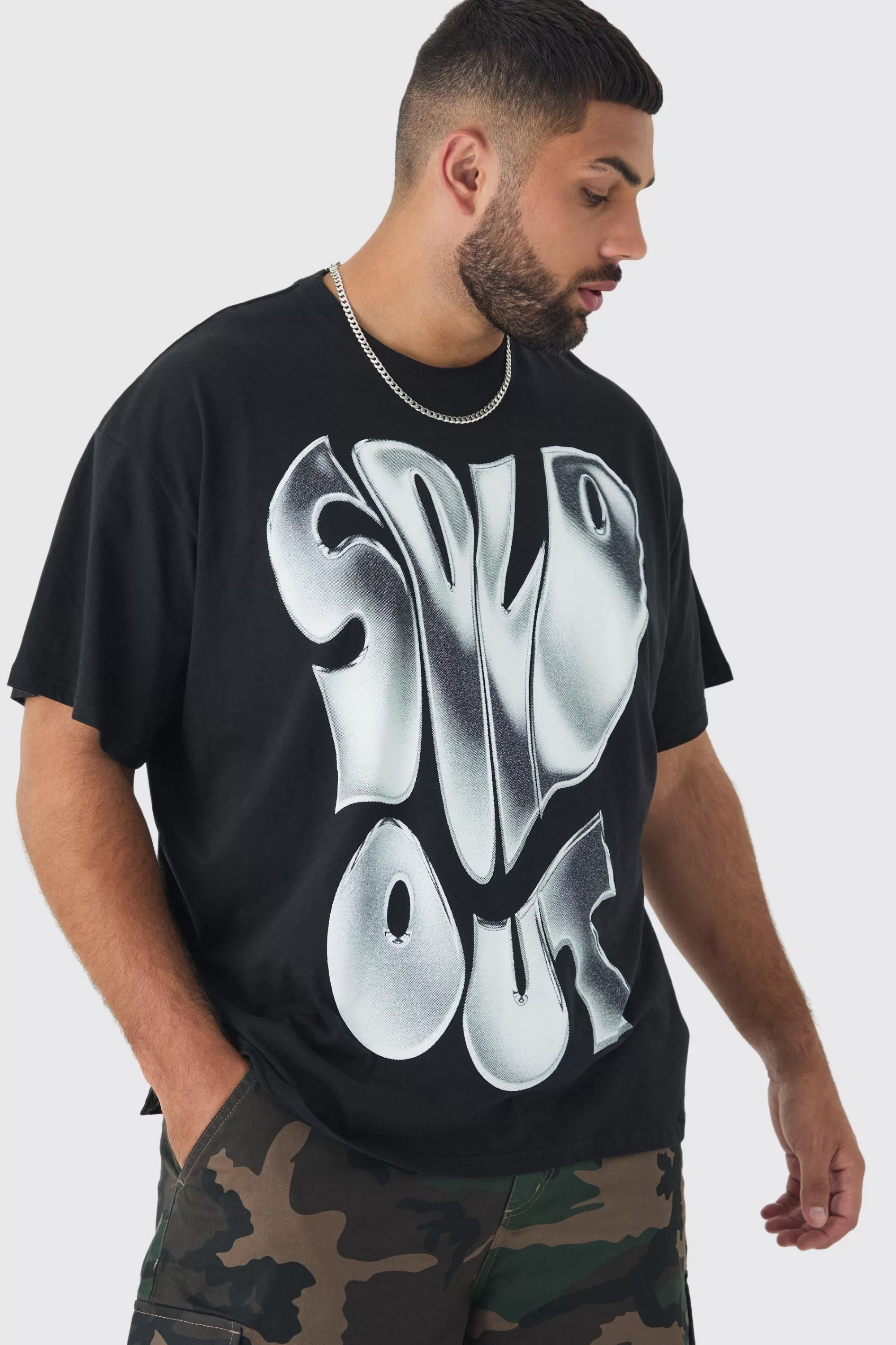 boohooMAN Plus Sold Out Oversized T-shirt In | UK black Shop