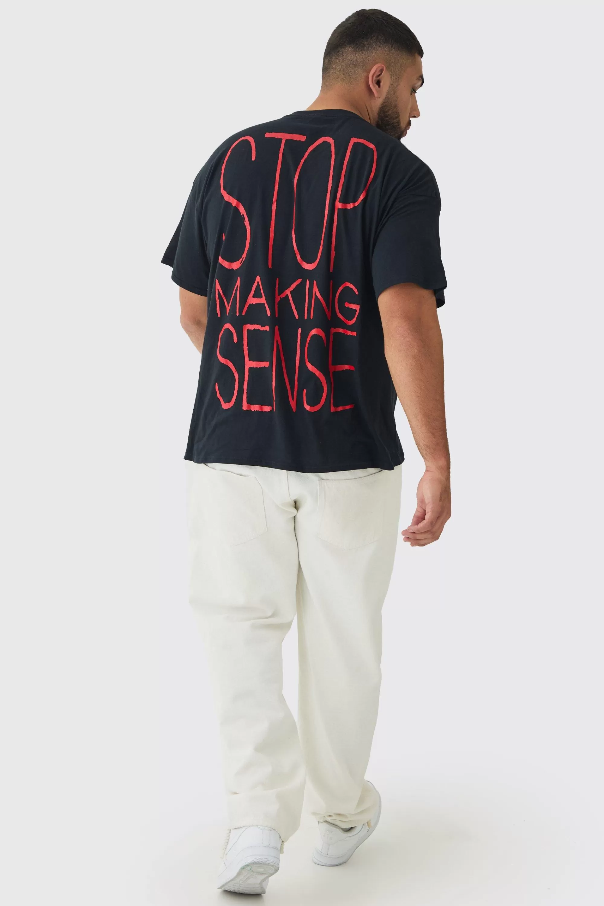 boohooMAN Plus Talking Heads License Print T-shirt | UK black Sale