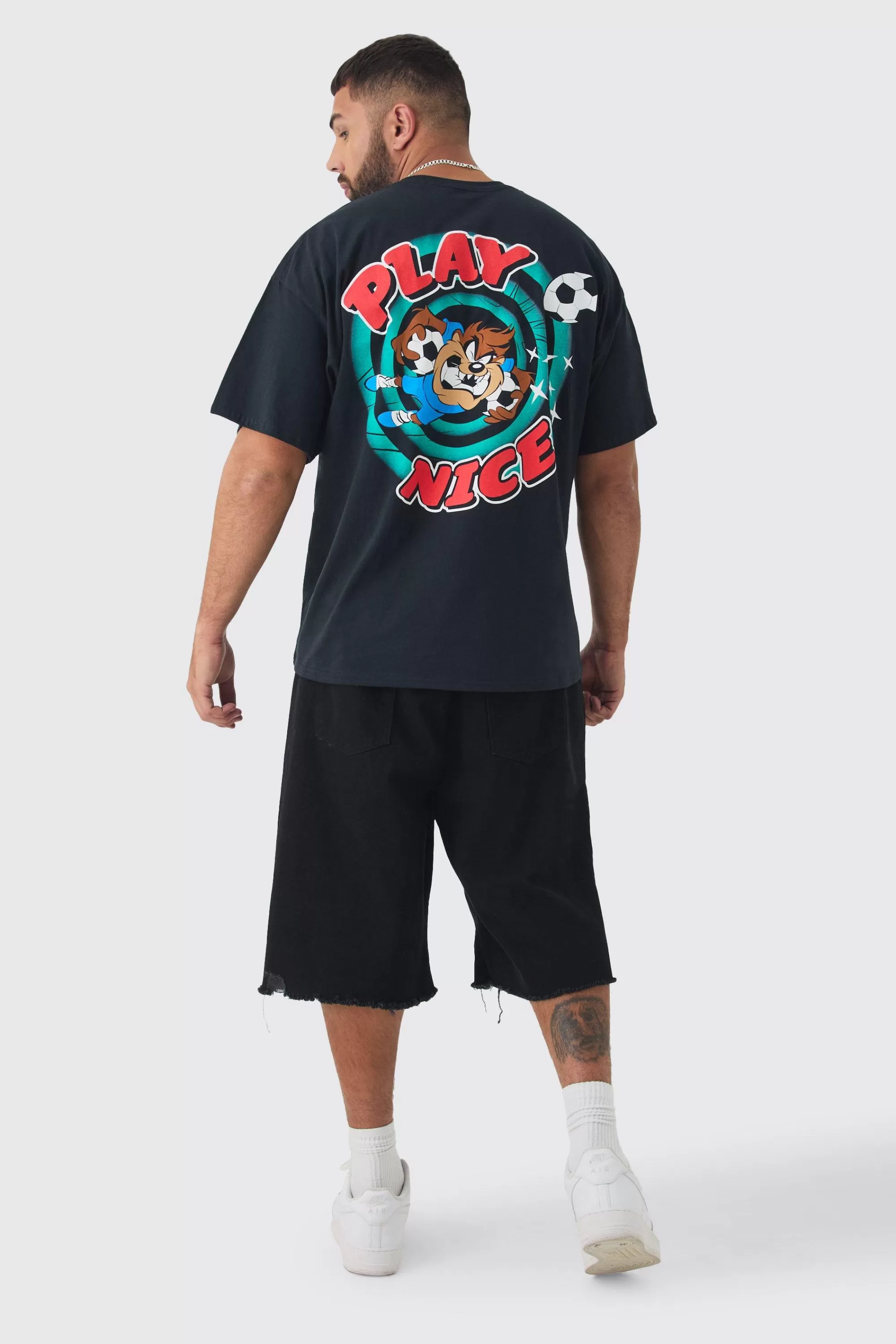boohooMAN Plus Taz Play Nice Lisence T-shirt In | UK black Best Sale