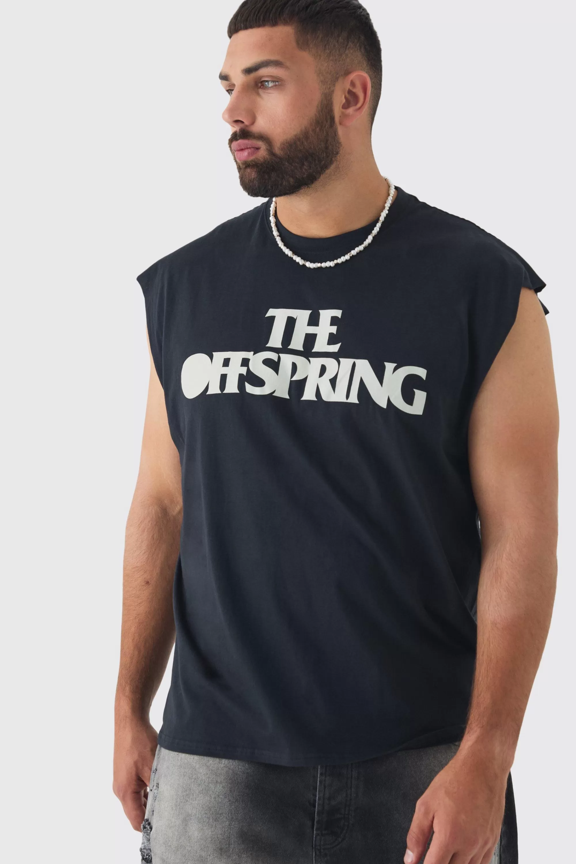 boohooMAN Plus The Offspring License Print Tank | UK black Sale