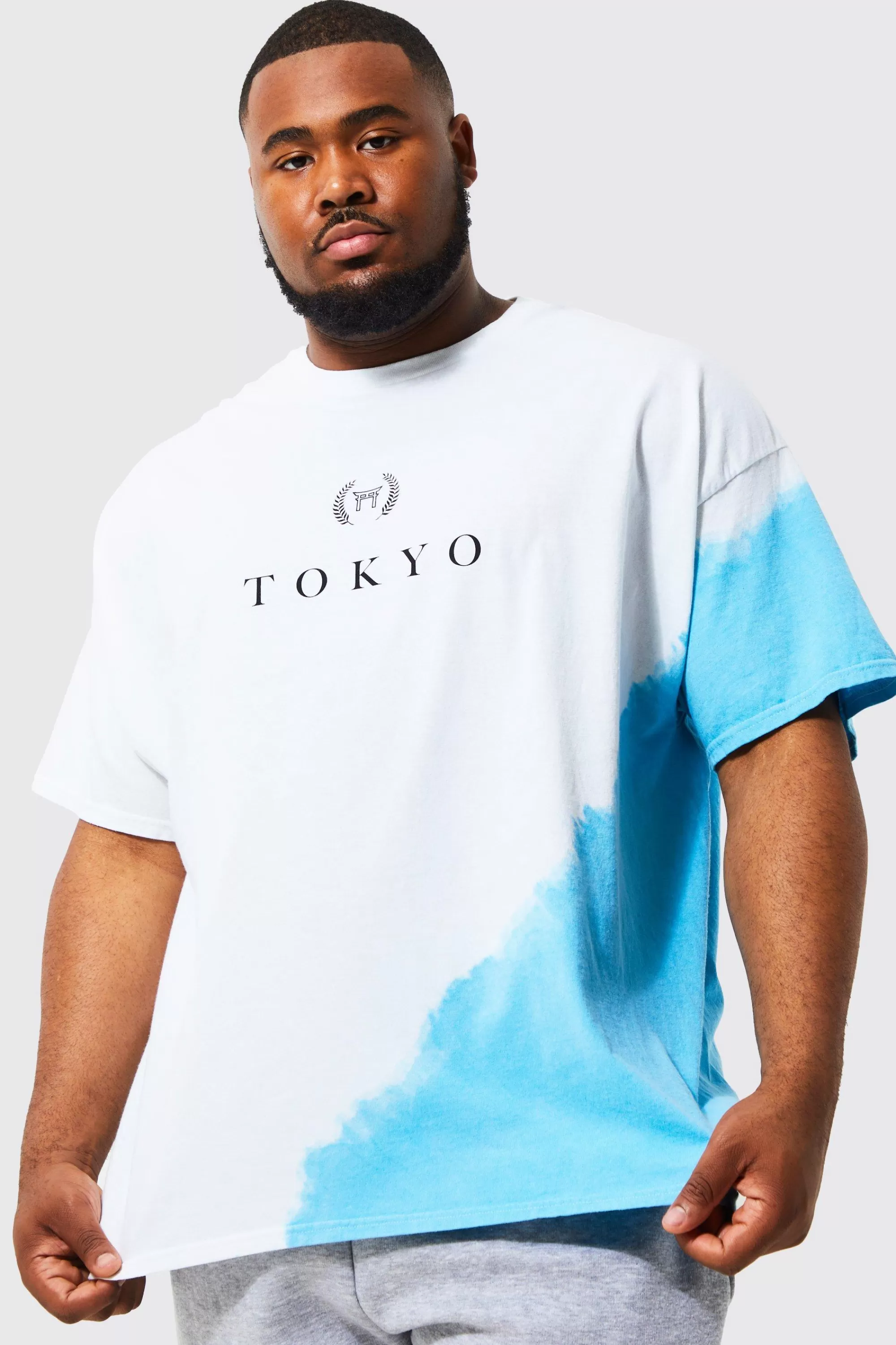 boohooMAN Plus Tie Dye Tokyo City Print T-shirt | UK white Cheap