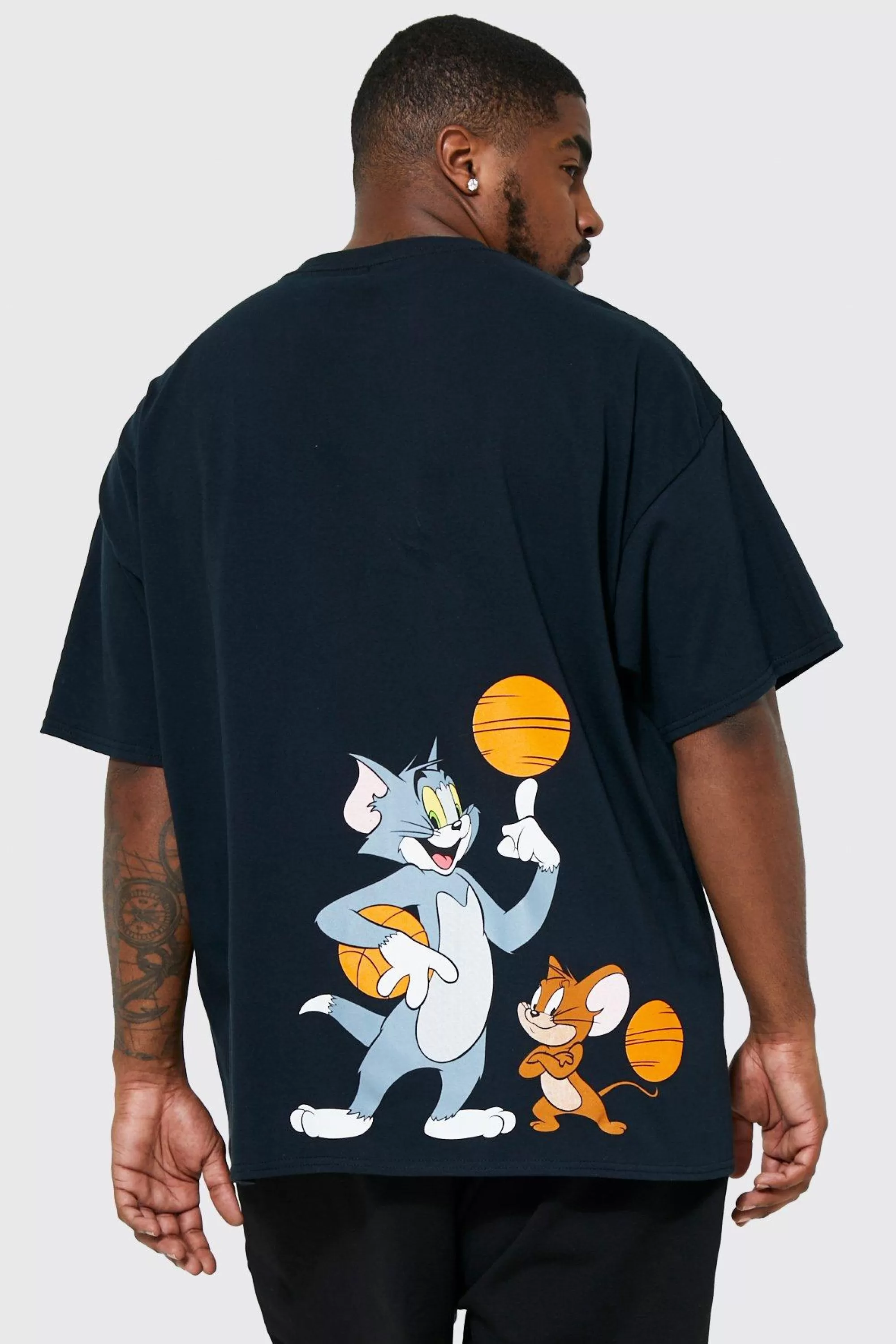 boohooMAN Plus Tom & Jerry Basketball License T-shirt | UK black Sale