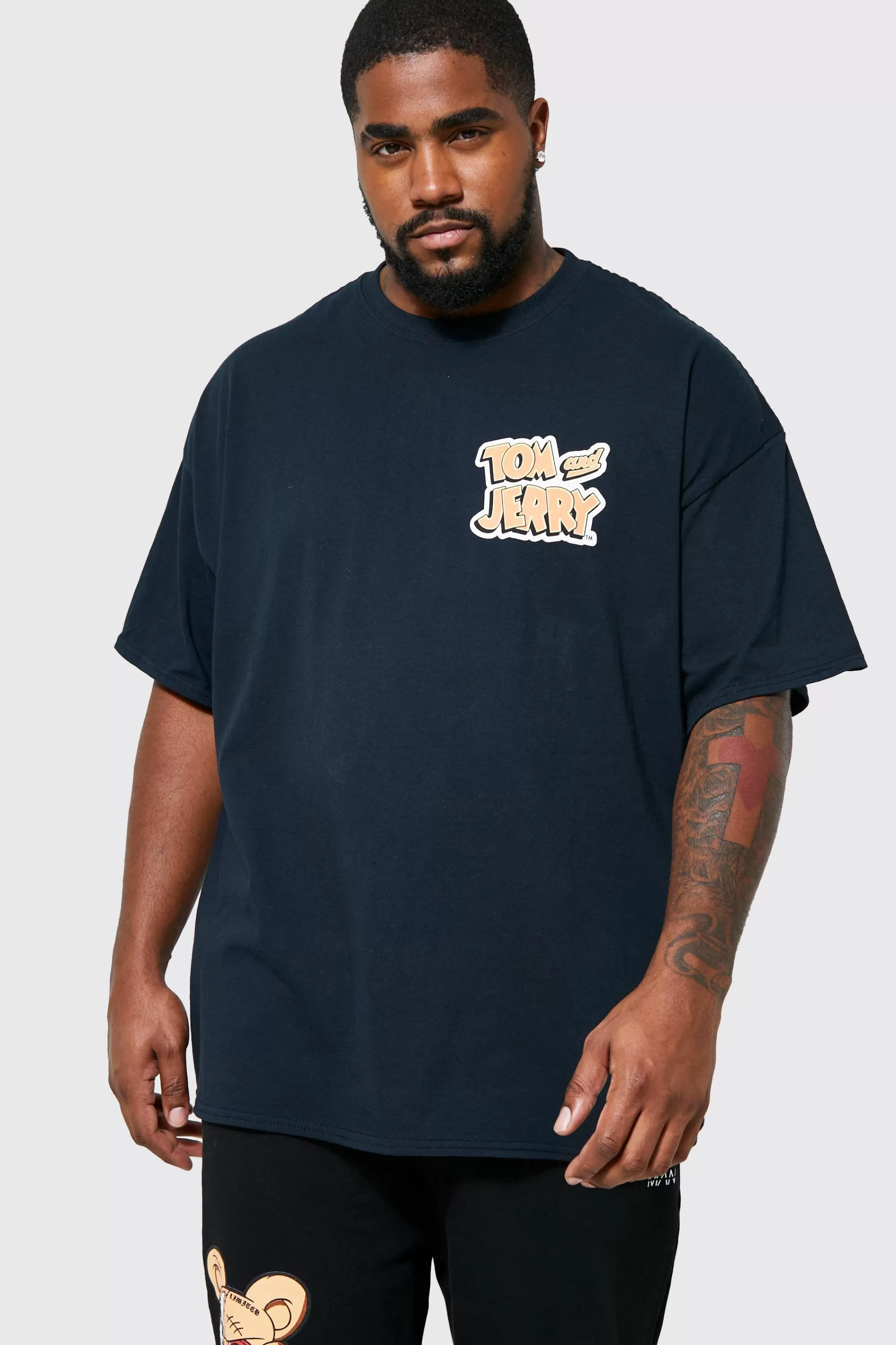 boohooMAN Plus Tom & Jerry Basketball License T-shirt | UK black Sale