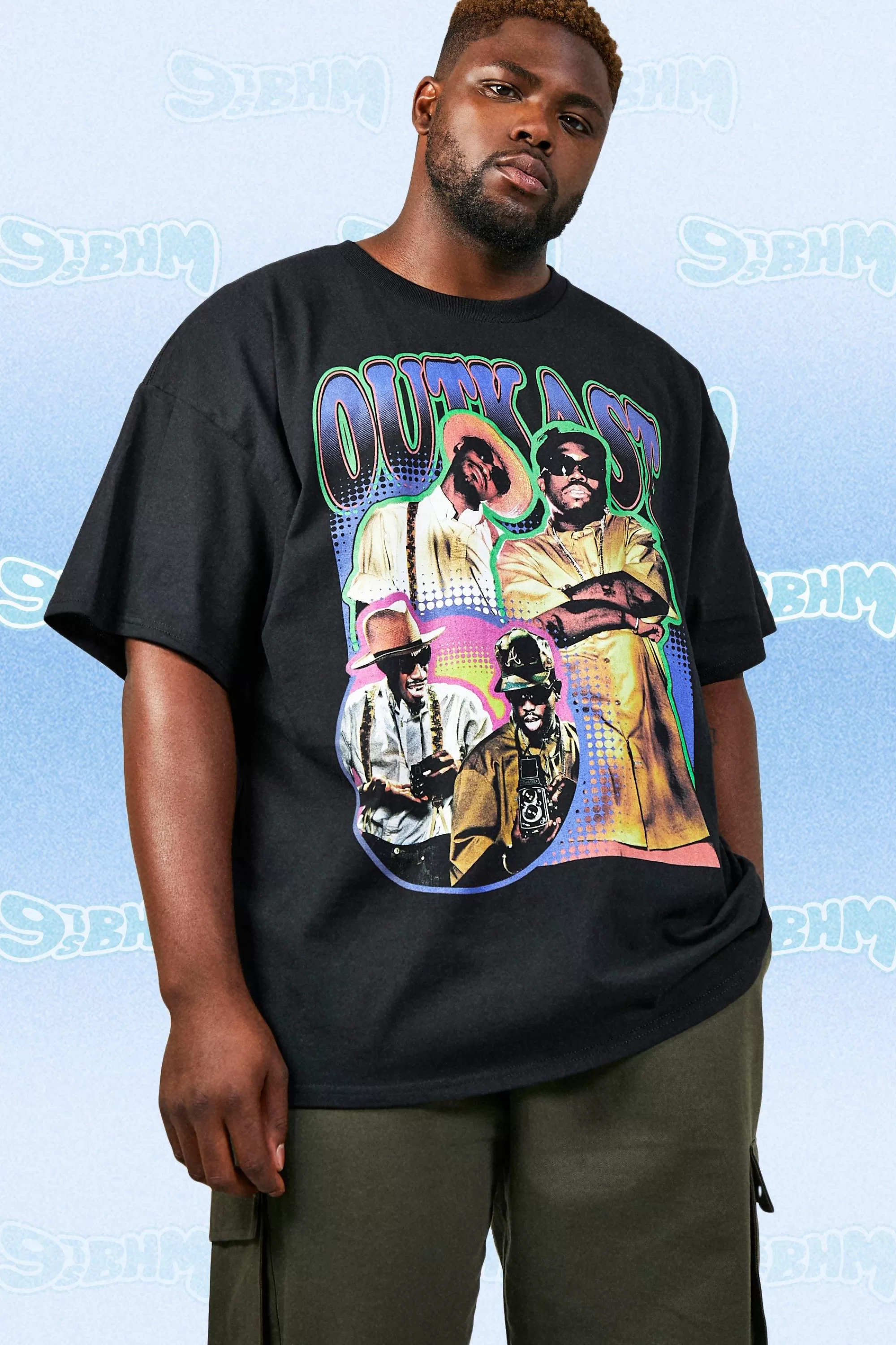 boohooMAN Plus Vintage Outkast License T-shirt | UK black Hot