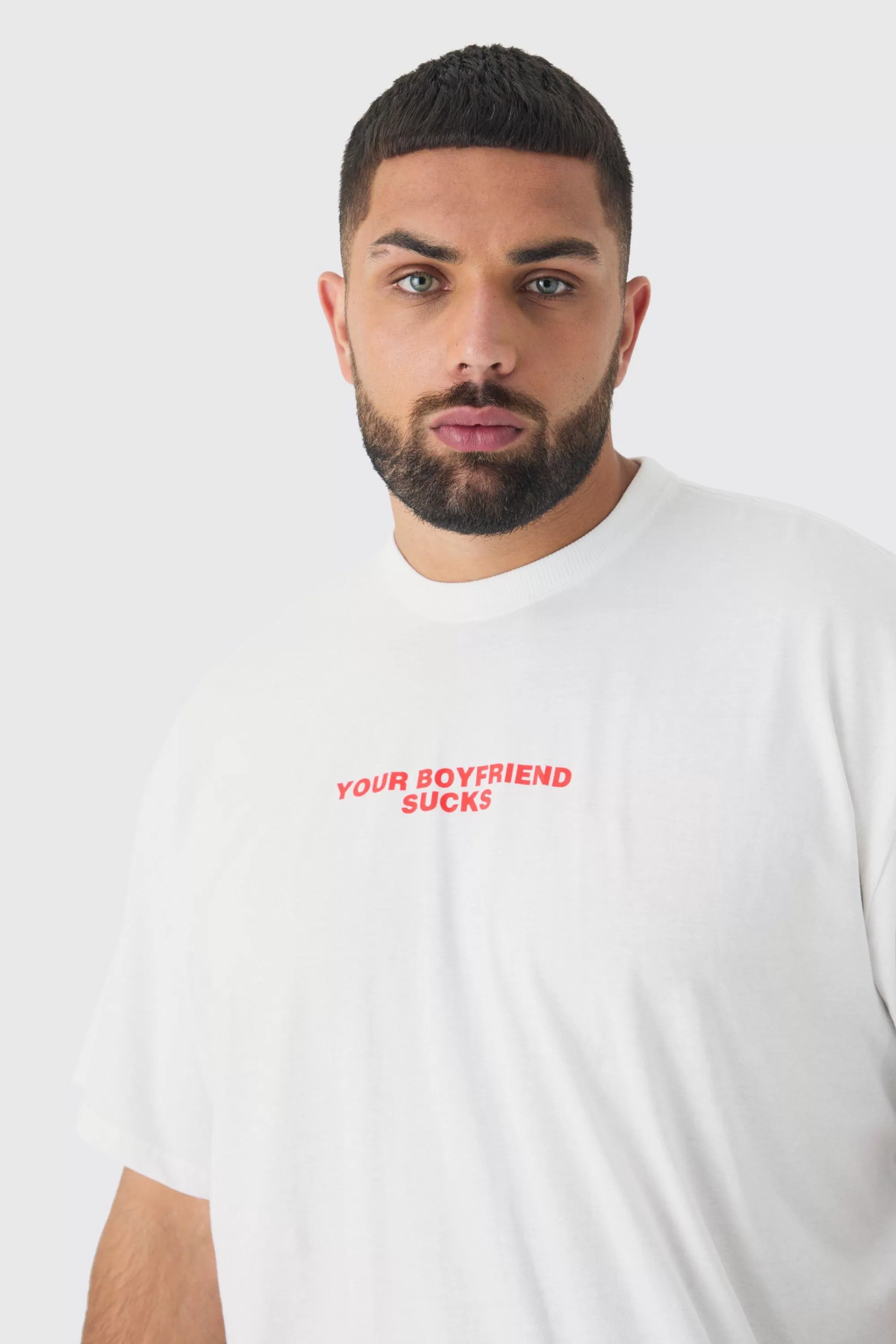boohooMAN Plus Your Boyfriend Sucks Oversized T-shirt In | UK white Discount
