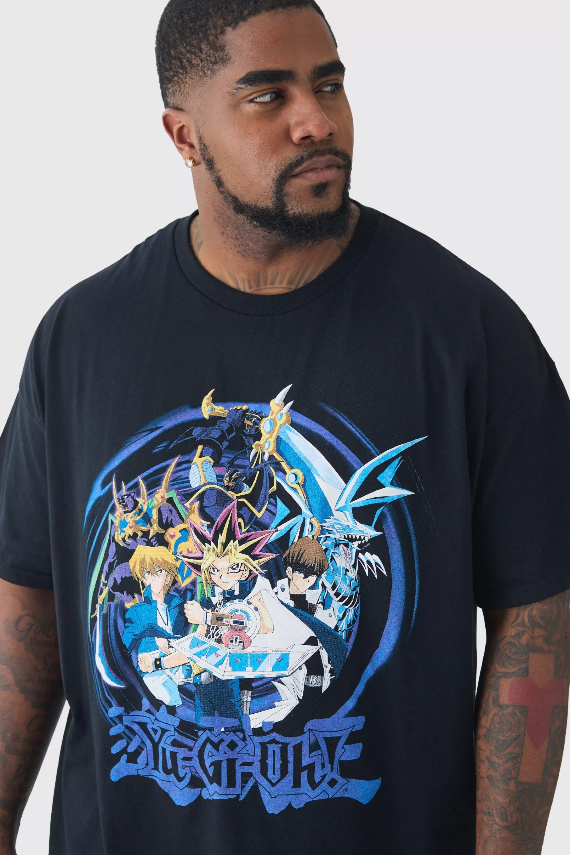 boohooMAN Plus Yugioh Anime Printed Licensed T-shirt In Black | UK white Discount