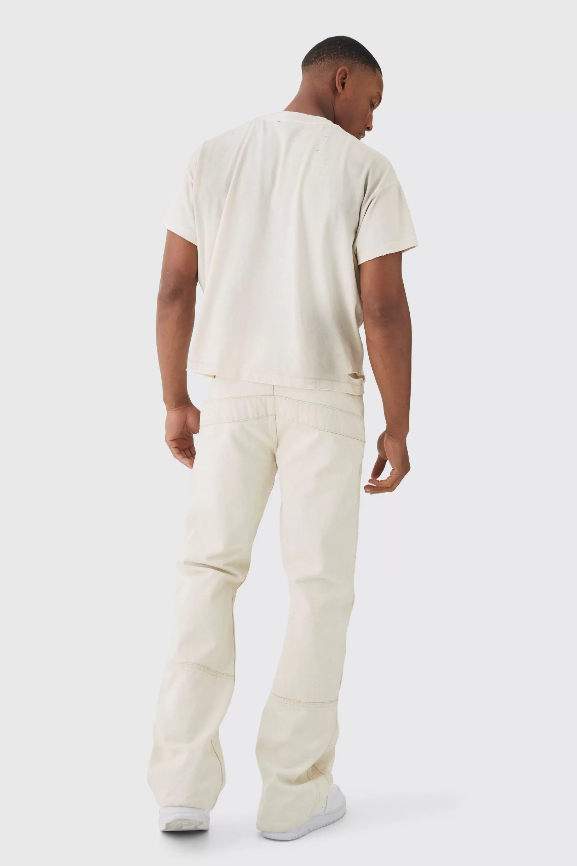 boohooMAN Premium Oversized Cropped Baby Washed & Printed T-shirt | UK stone Store
