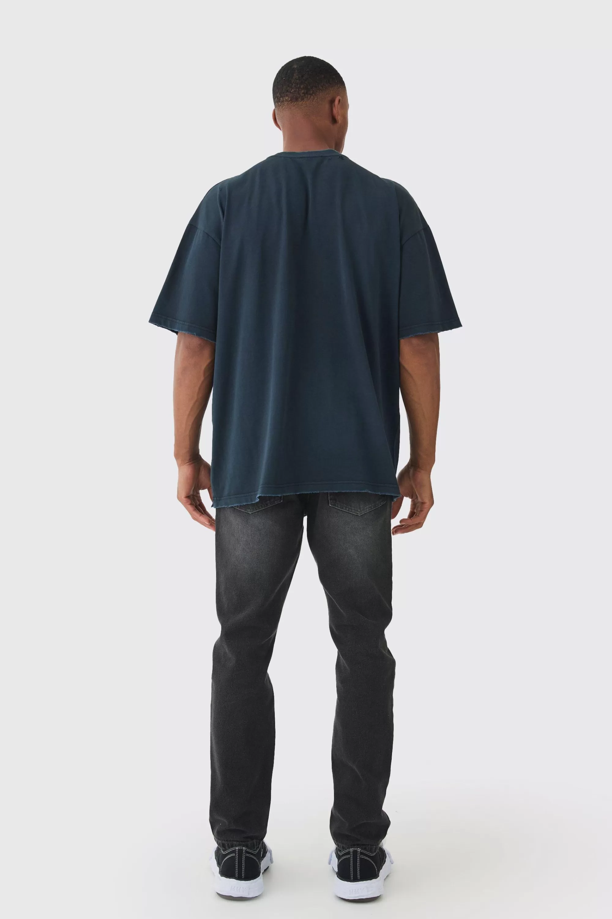 boohooMAN Premium Oversized Top Stitched & Washed T-shirt | UK black Shop