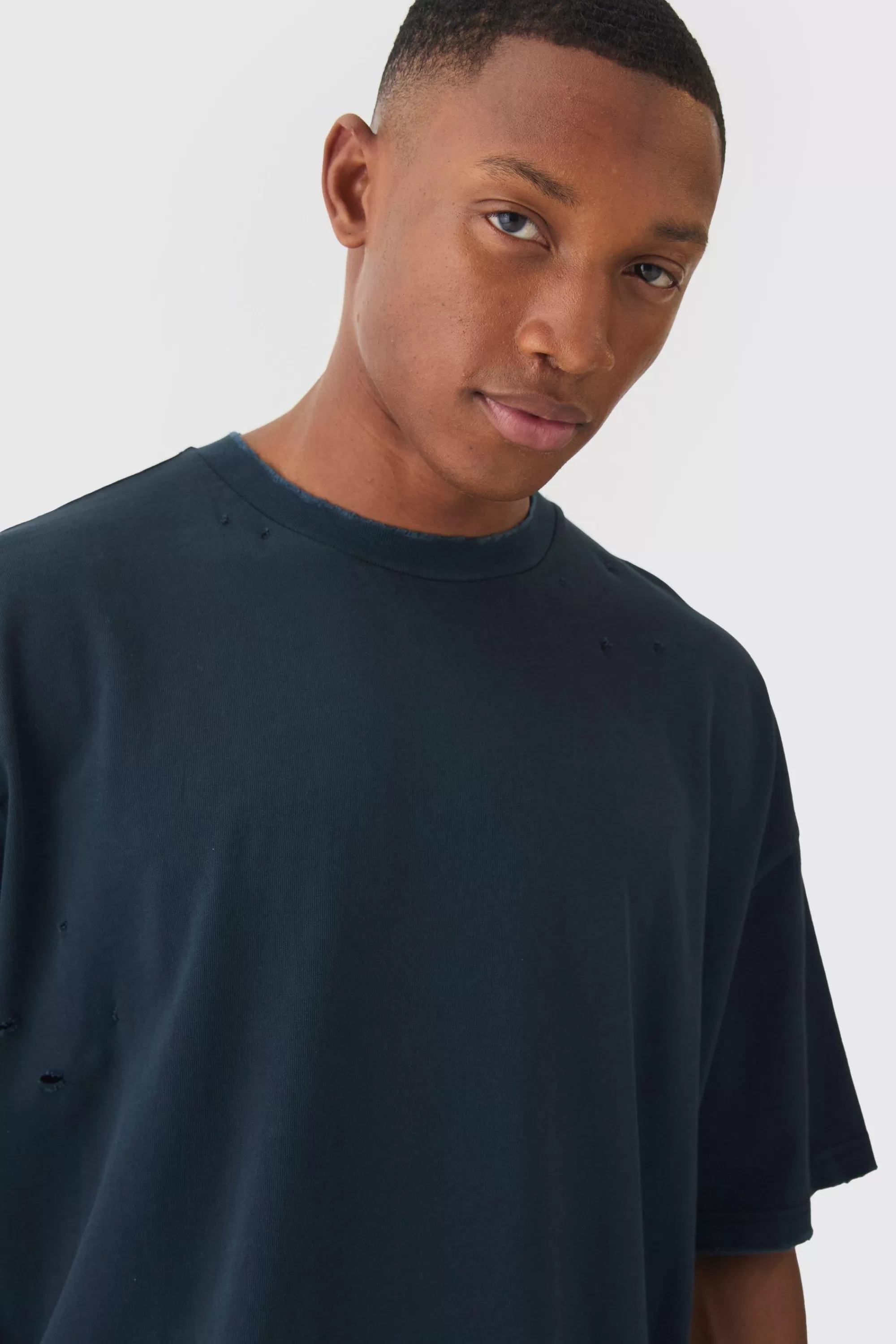 boohooMAN Premium Oversized Top Stitched & Washed T-shirt | UK black Shop