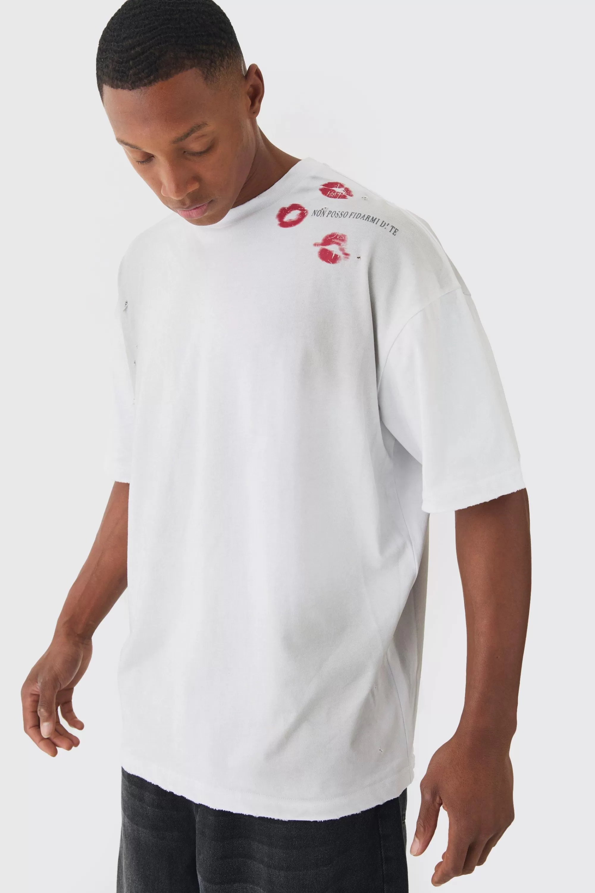 boohooMAN Premium Oversized T-shirt Washed & Printed T-shirt | UK white Online