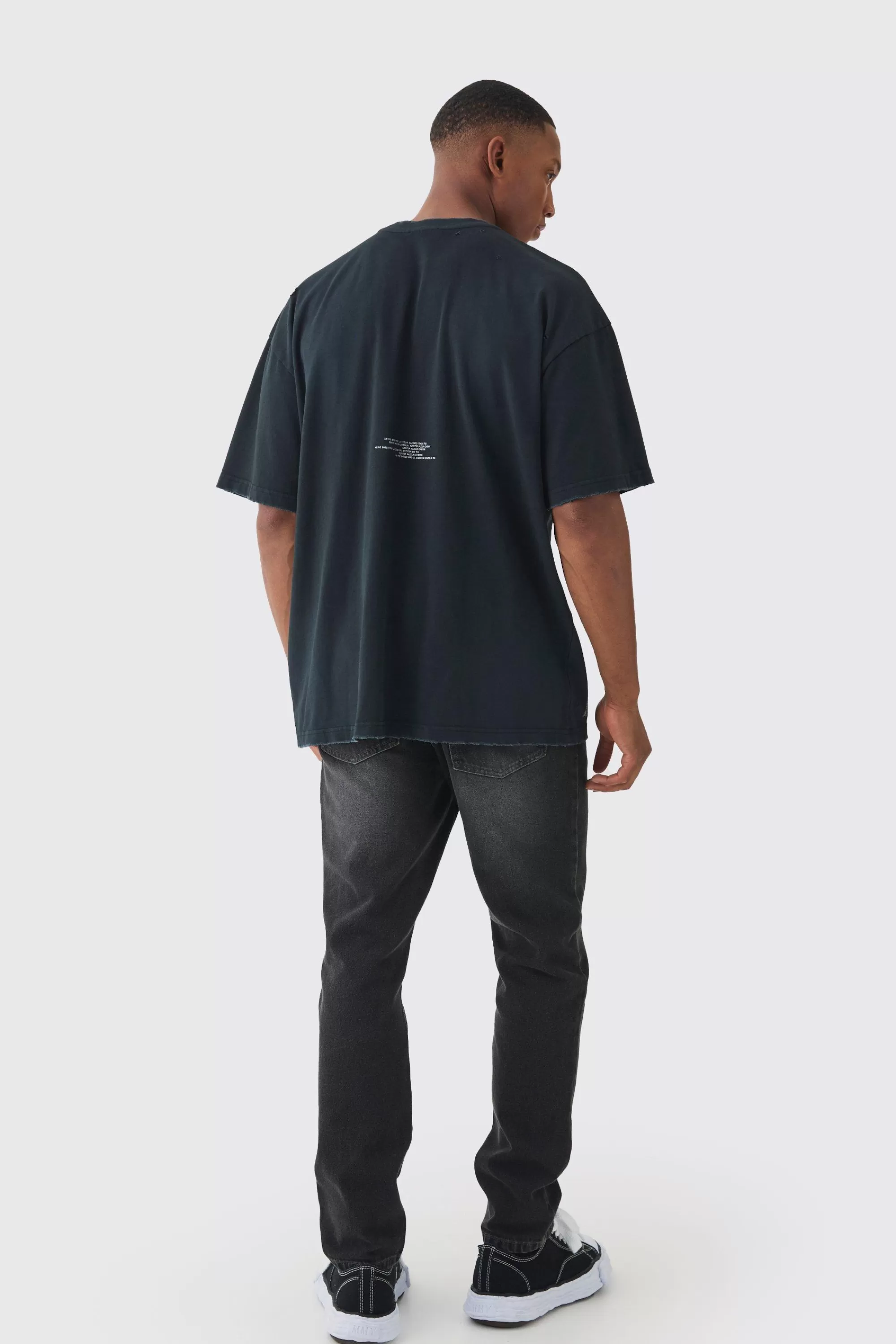 boohooMAN Premium Oversized Washed & Printed T-shirt | UK black Discount