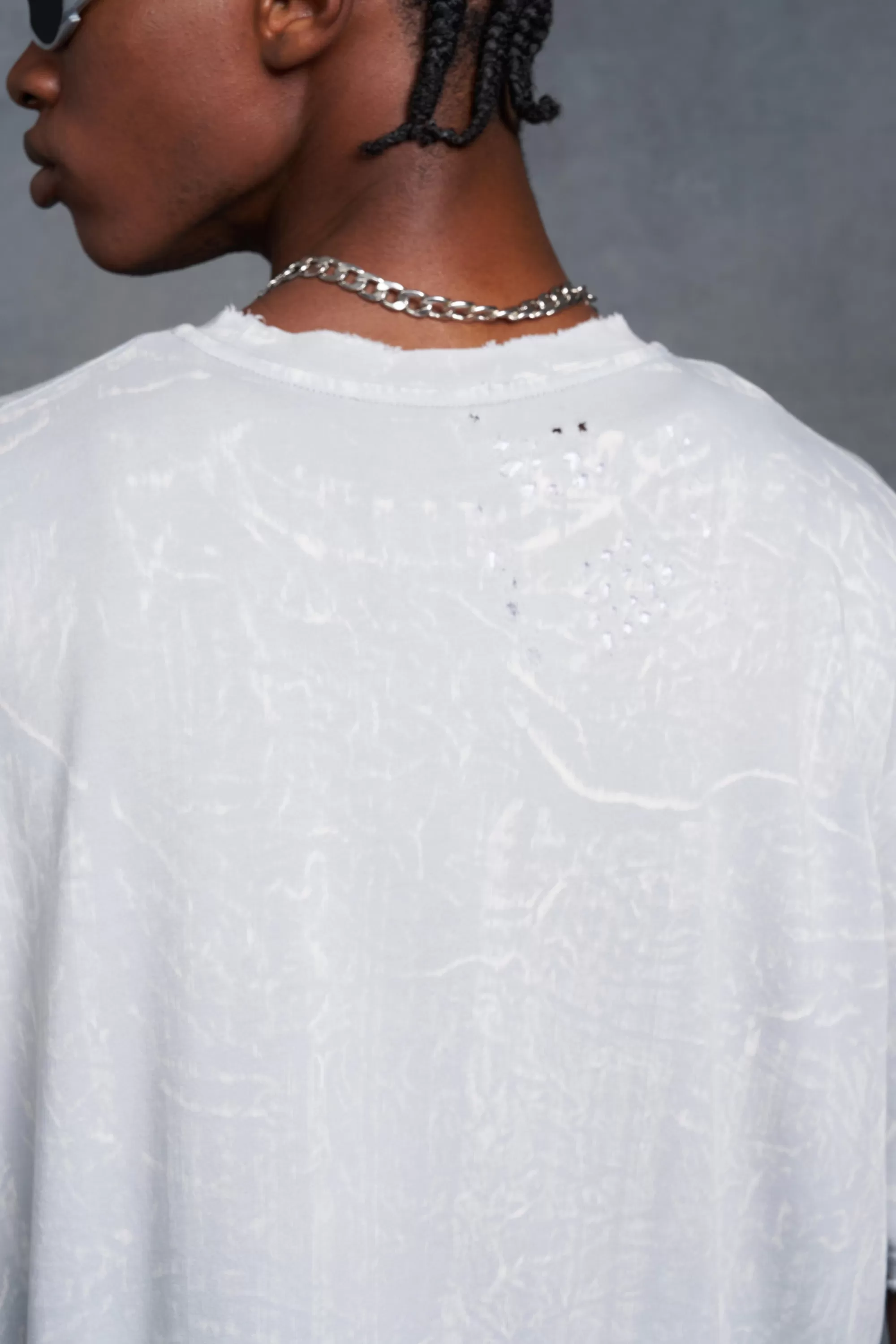 boohooMAN P-Star Oversized Boxy Washed T-Shirt With Text Print | UK light blue Outlet