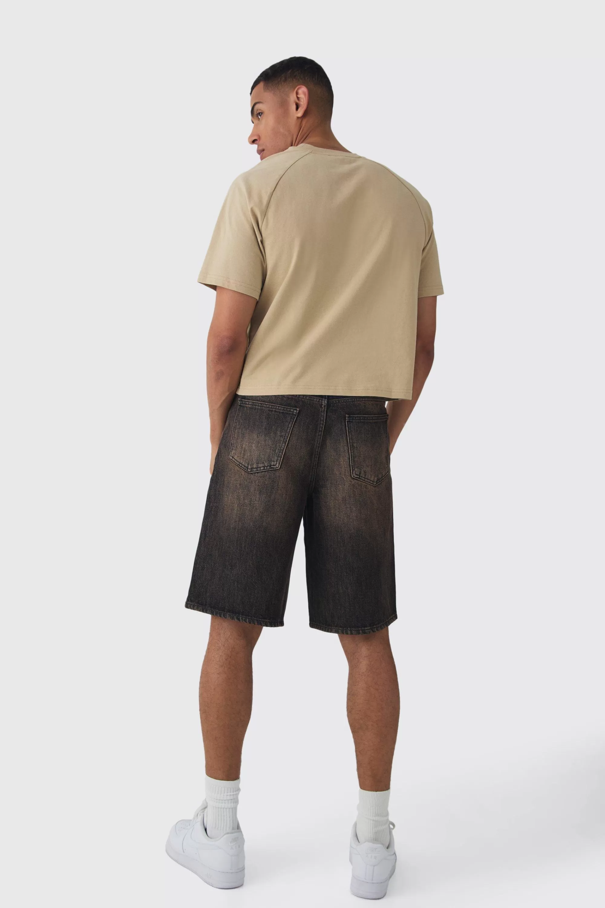 boohooMAN Raglan Sleeve Baby T-shirt | UK taupe Fashion