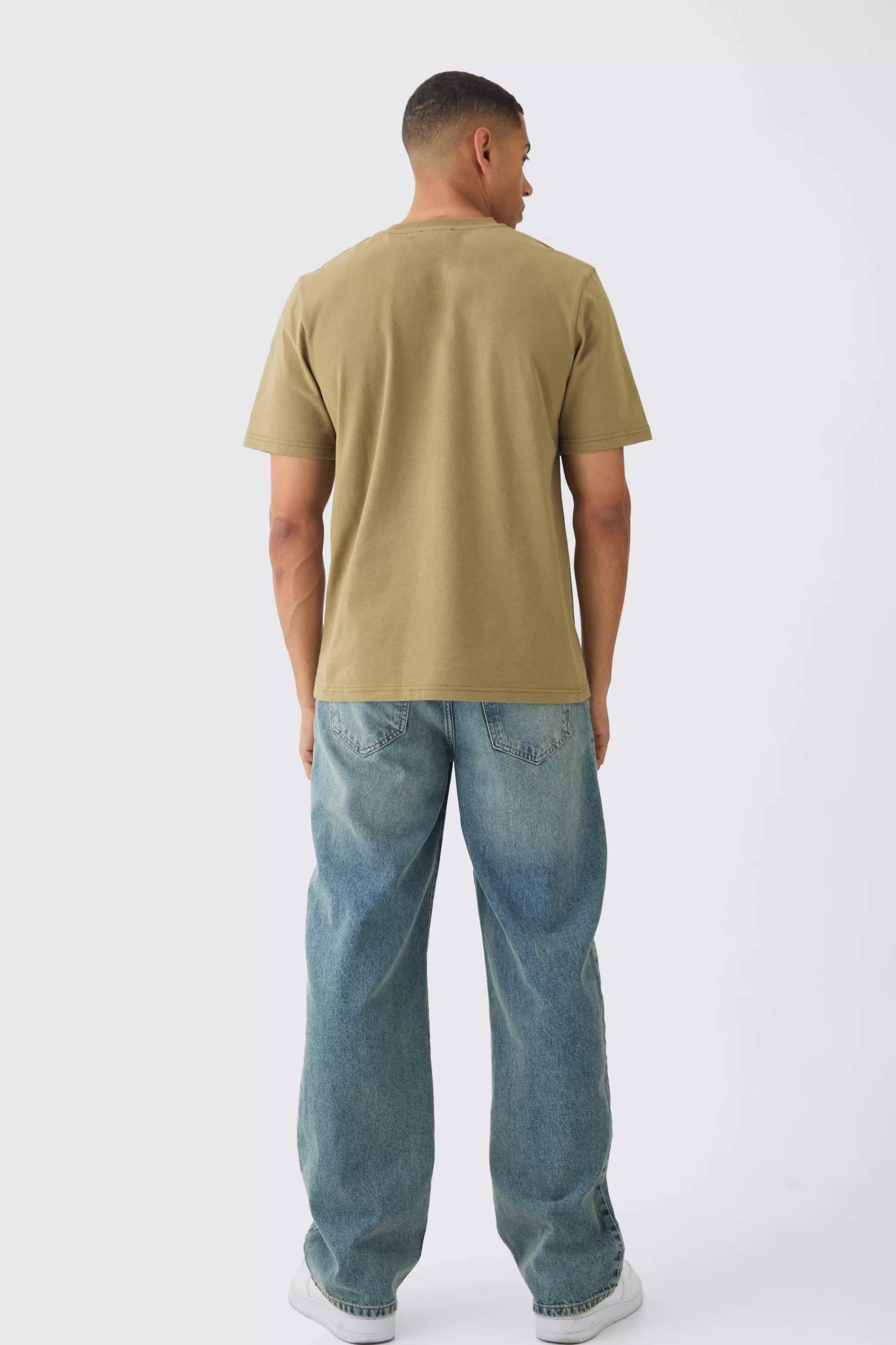 boohooMAN Regular Fit Embroidered T-Shirt | UK olive Fashion