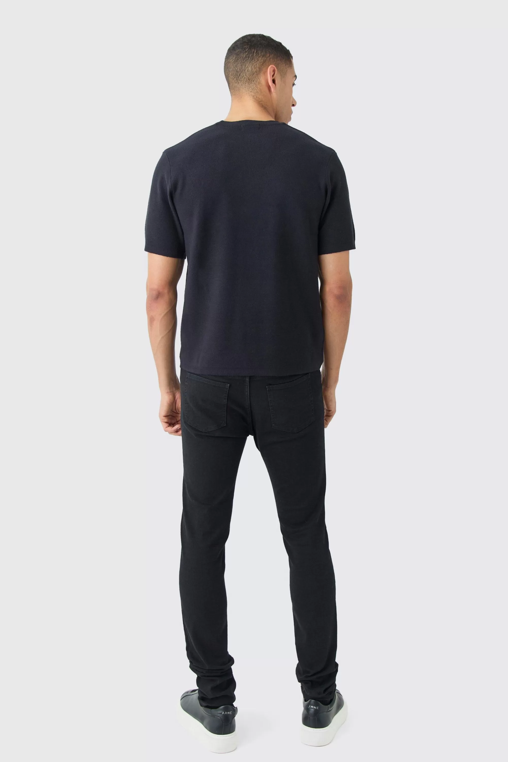 boohooMAN Regular Fit Man Branded Knitted T-shirt | UK black Discount