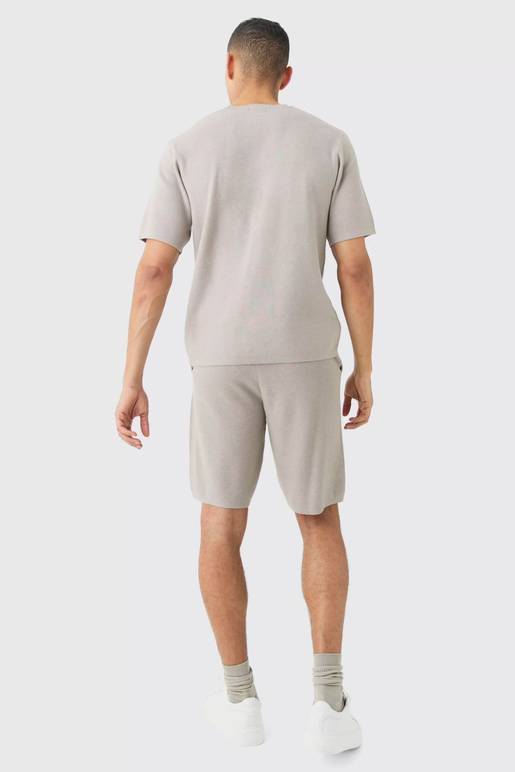 boohooMAN Regular Fit Man Branded Knitted T-shirt | UK light grey Cheap