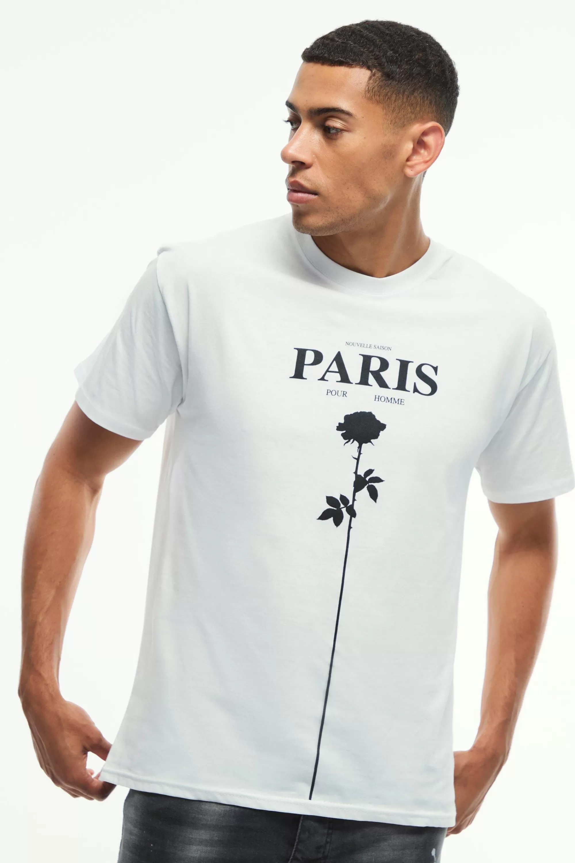 boohooMAN Regular Fit Paris Line Drawn Graphic T-Shirt | UK white Cheap