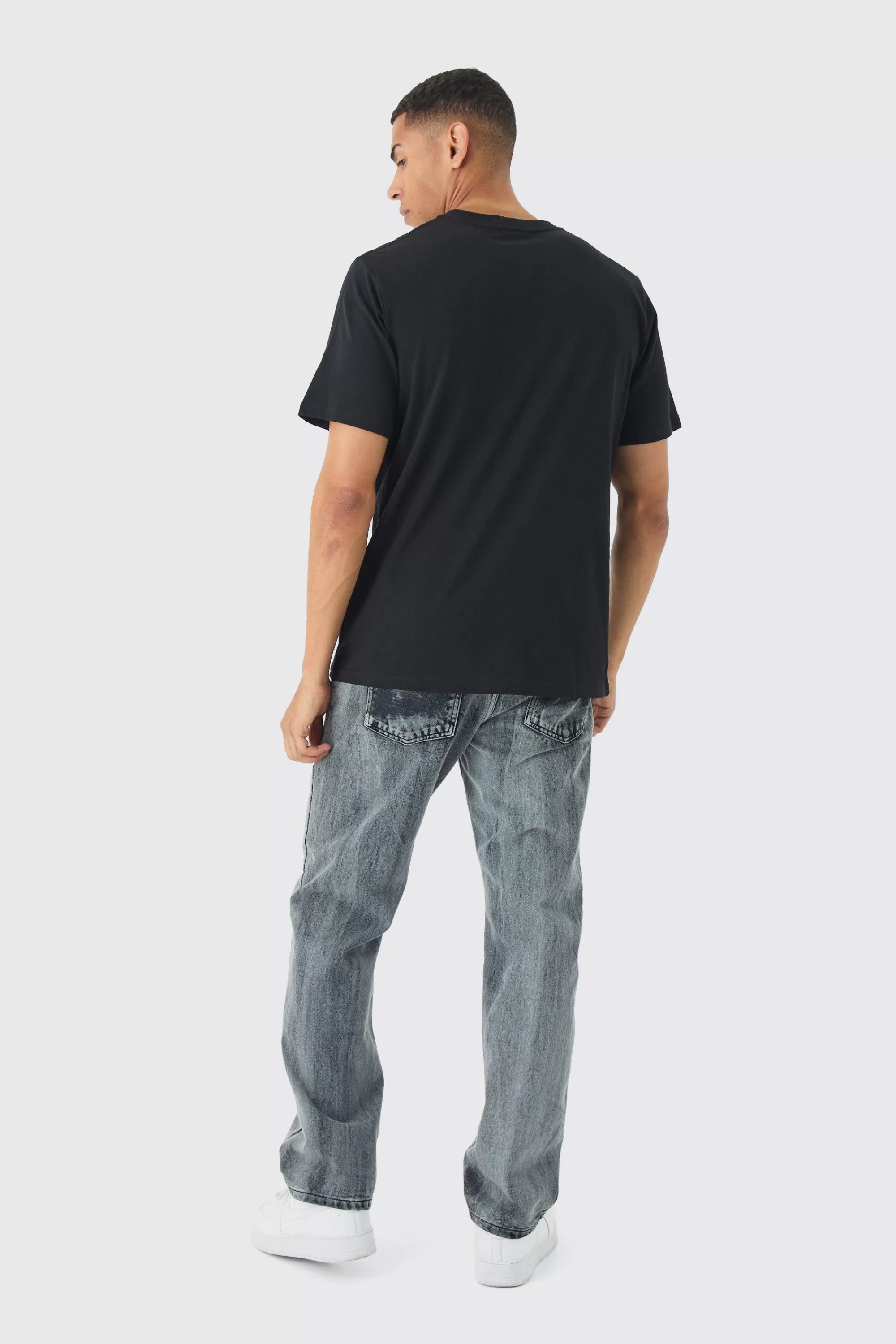 boohooMAN Regular Fit Pour Homme Print T-Shirt | UK black Hot