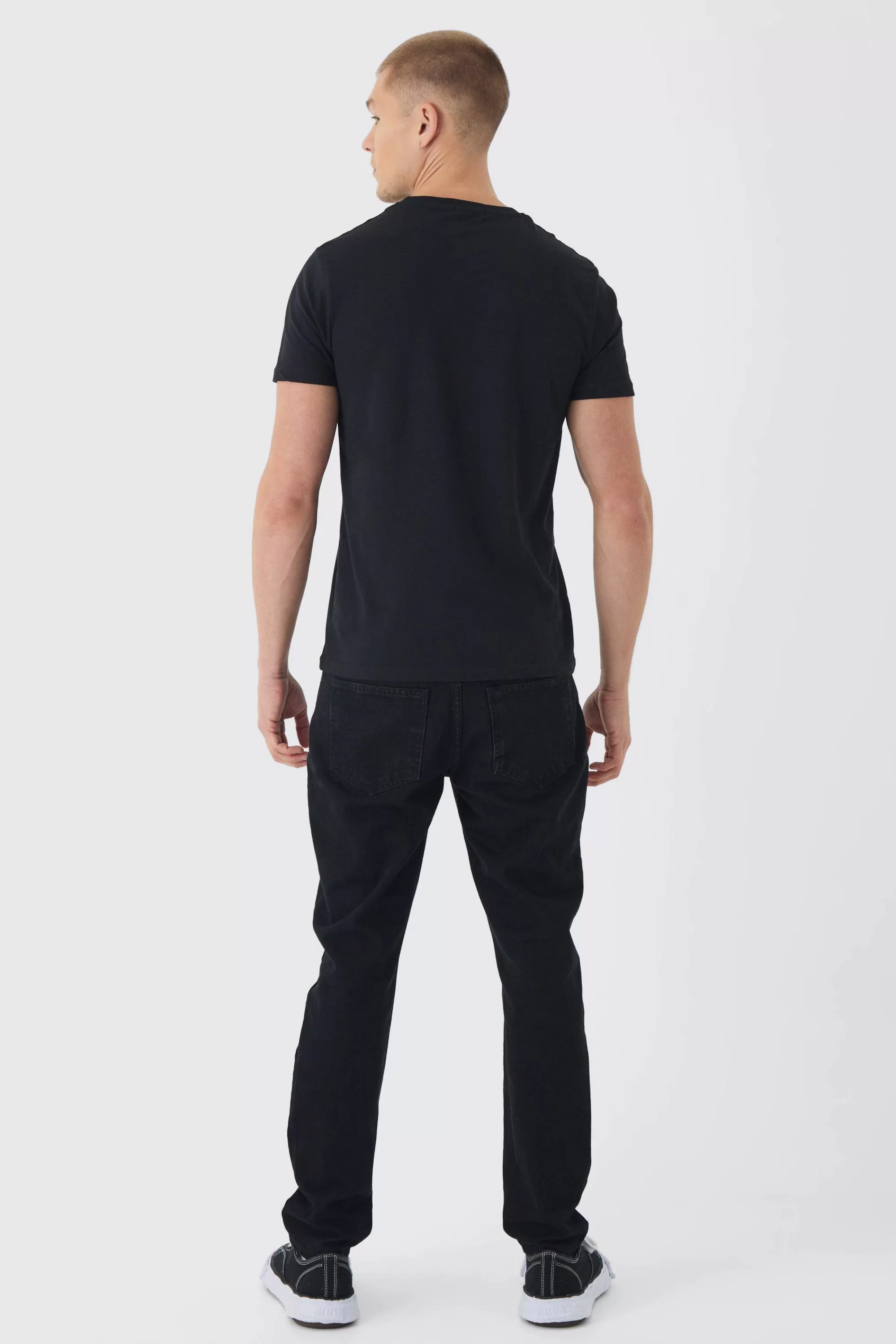 boohooMAN Regular Fit Space Embroidery T-shirt | UK black Cheap
