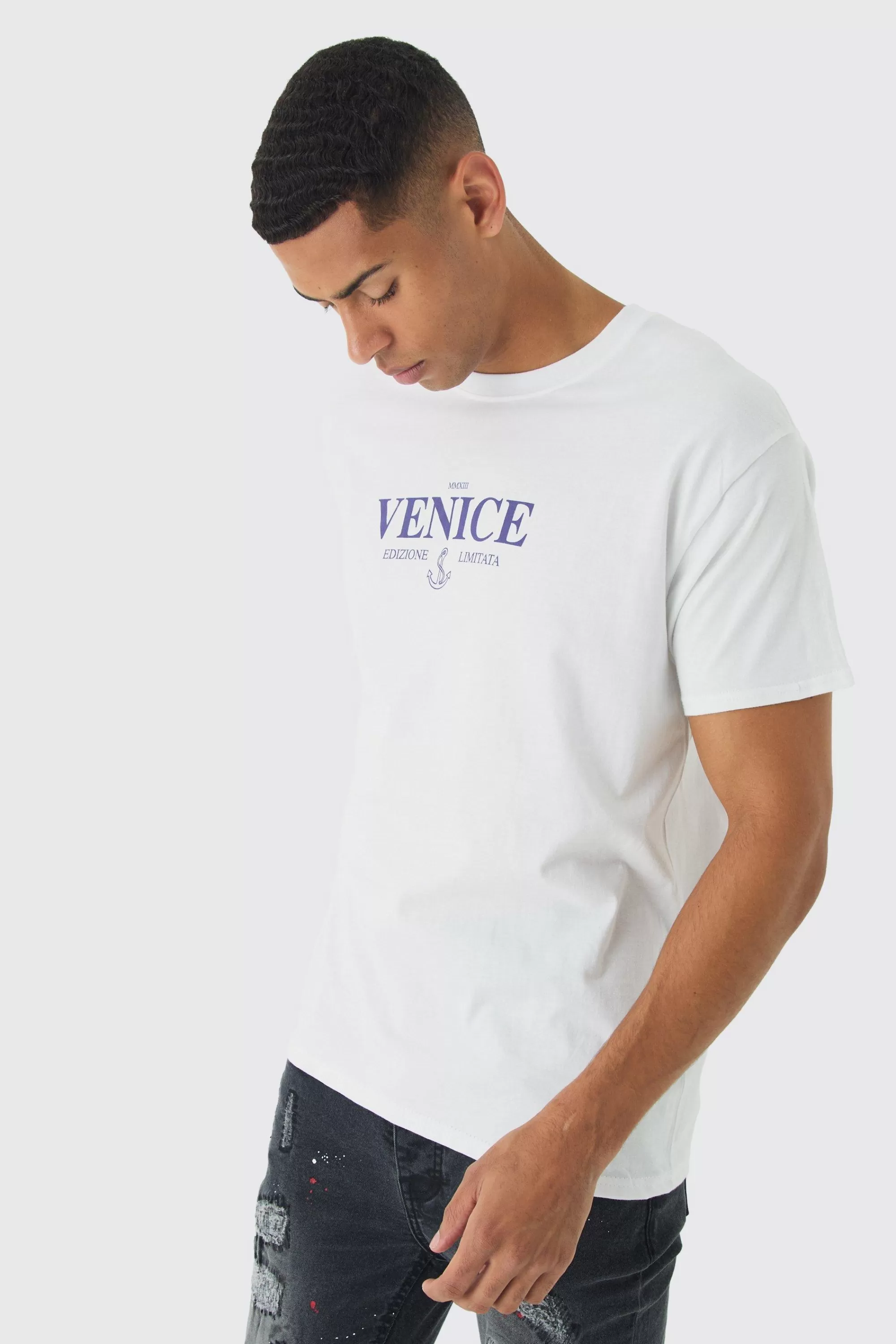 boohooMAN Regular Fit Venice Graphic T-Shirt | UK white Cheap