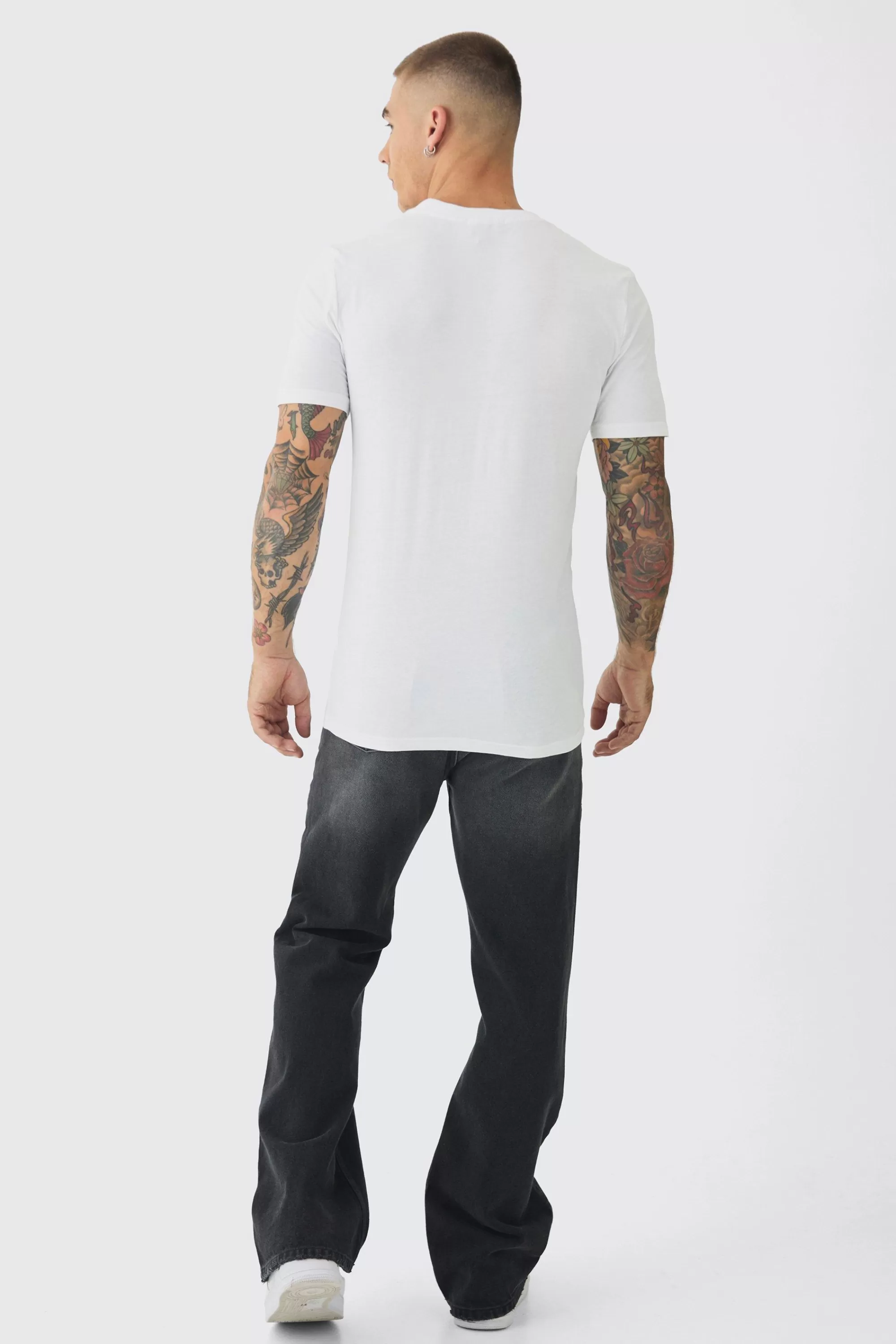 boohooMAN Regular USA Print T-Shirt | UK white Online