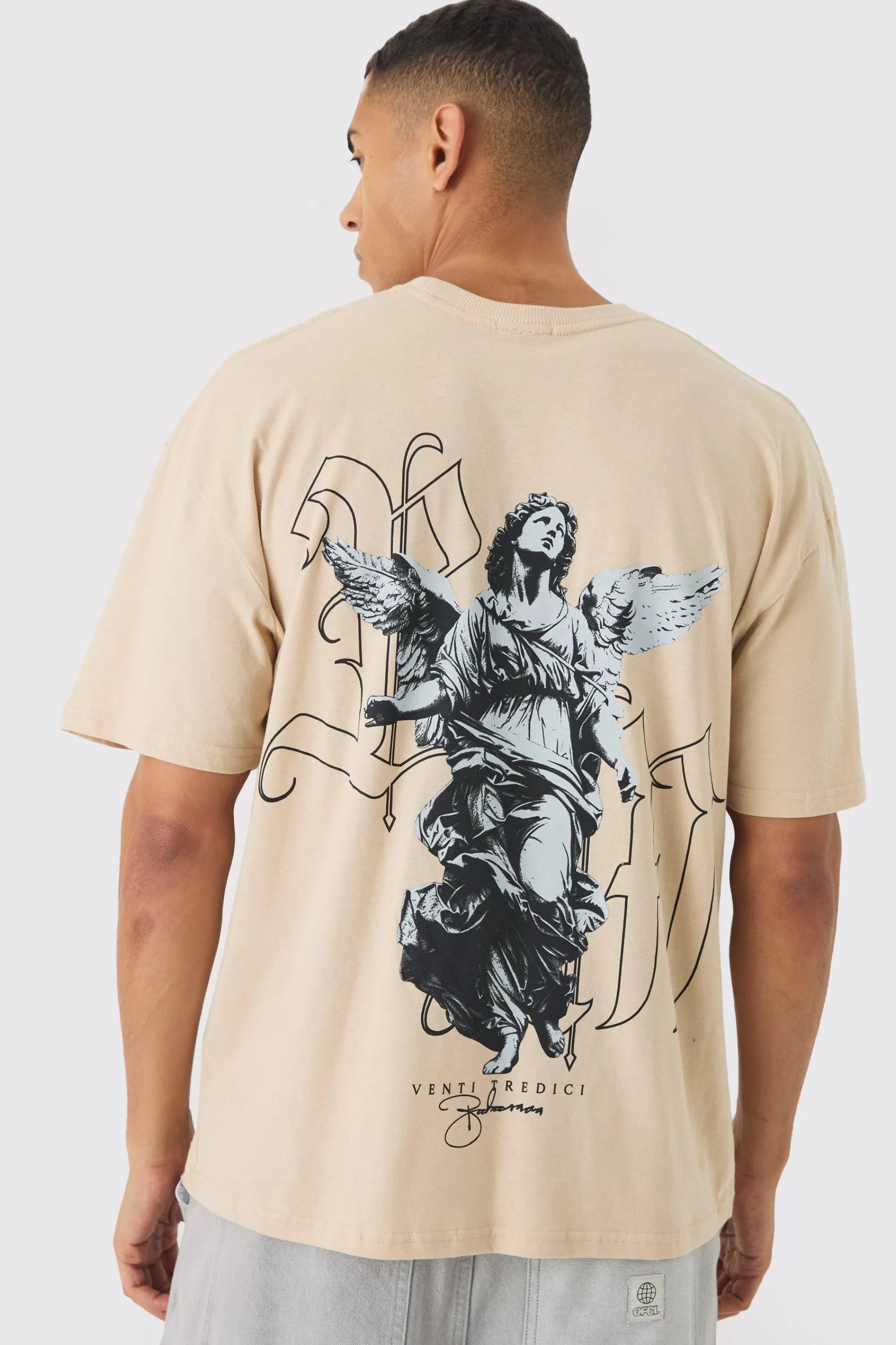 boohooMAN Renaissance Print Washed T-Shirt | UK sand Discount