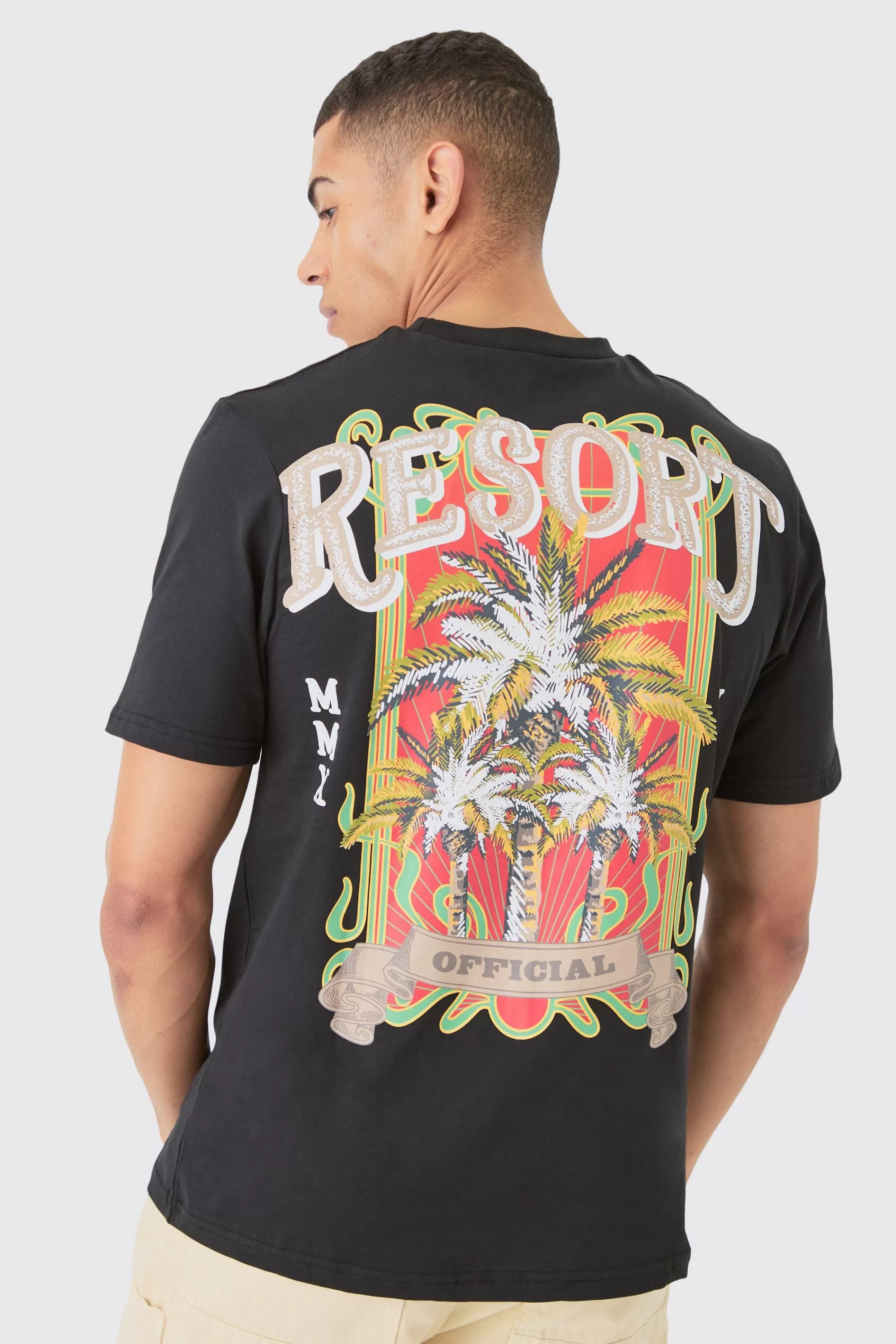 boohooMAN Resort Printed Regular Fit T-shirt | UK black Sale