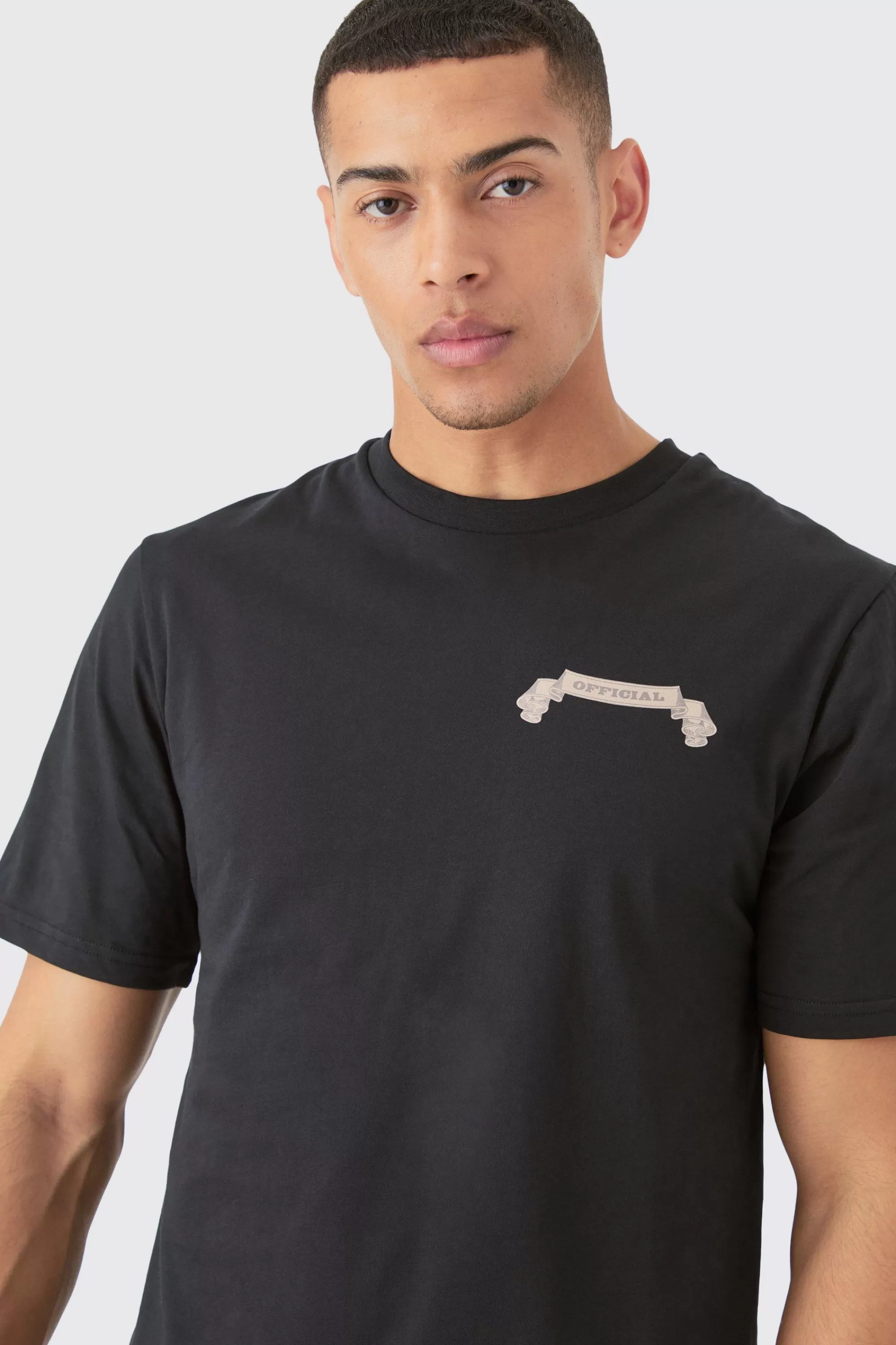 boohooMAN Resort Printed Regular Fit T-shirt | UK black Sale